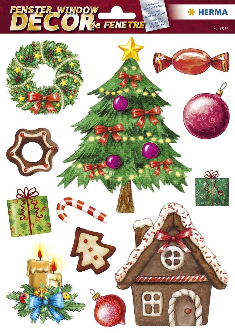 Fensterbild Weihnachtsschmuck Fensterbilder Weihnachtszeit - 12 Stück(T)