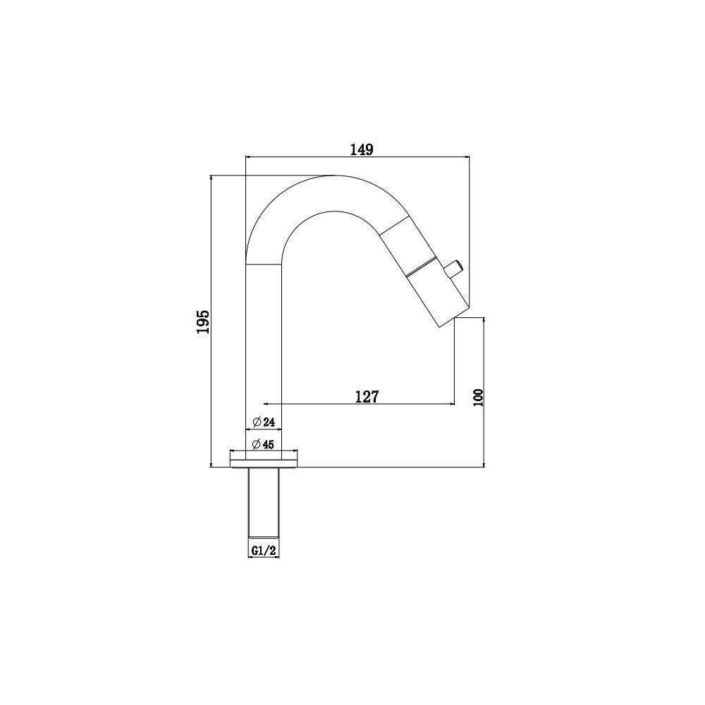 Aloni Waschtischarmatur CR1033-5B Aloni Waschtisch/Waschbecken Matt (einzel, 1/2" Keine) Schwarz Kaltwasserarmatur 1-St