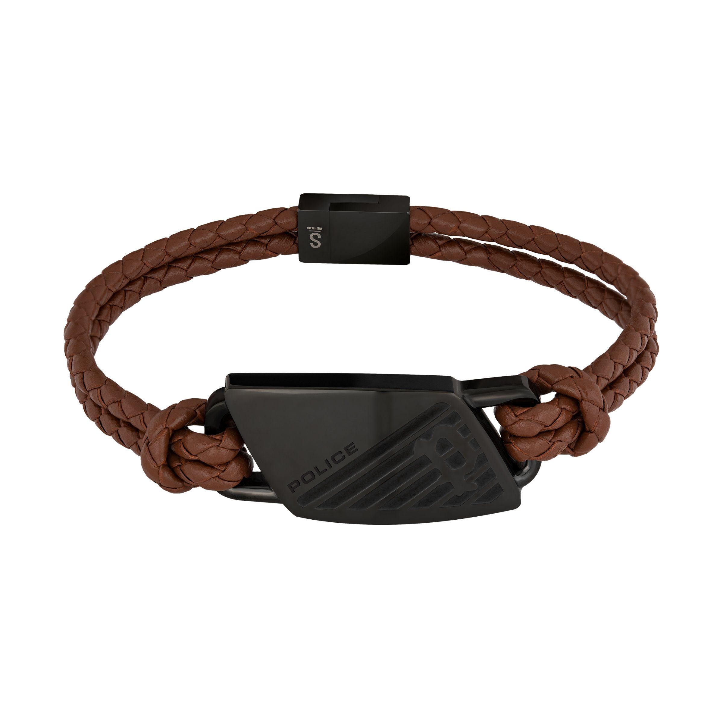 Lederarmband Police PJ26559BLB.02 Armband Herren Matobo Braun Leder Edelstahl IP