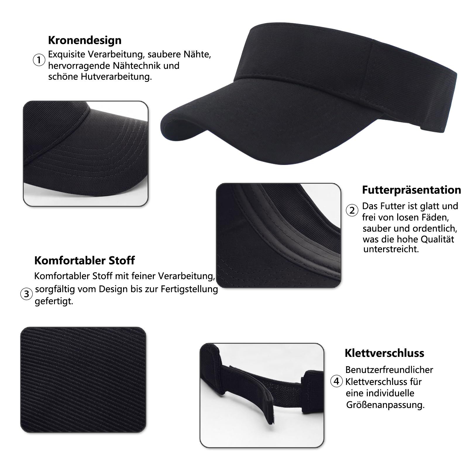 Zaewry Strohhut Unisex Visoren Cap Schirmmütze für Tennis & Golf – Leichte Sonnenblende mit UV-Schutz, Ideal für Damen und Herren