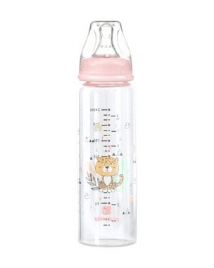 Kikkaboo Babyflasche Baby Glasflasche Savanna 240ml, Silikonsauger Größe M, Anti-Kolik