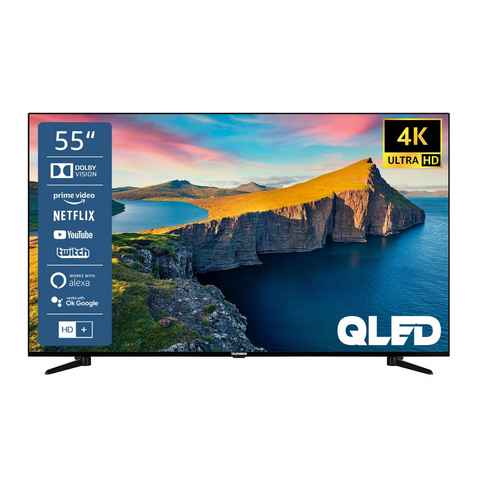 Telefunken QU55K800 QLED-Fernseher (139 cm/55 Zoll, 4K Ultra HD, Smart TV, HDR Dolby Vision, WCG, Triple-Tuner, Bluetooth, HD+ 6 Monate inkl)