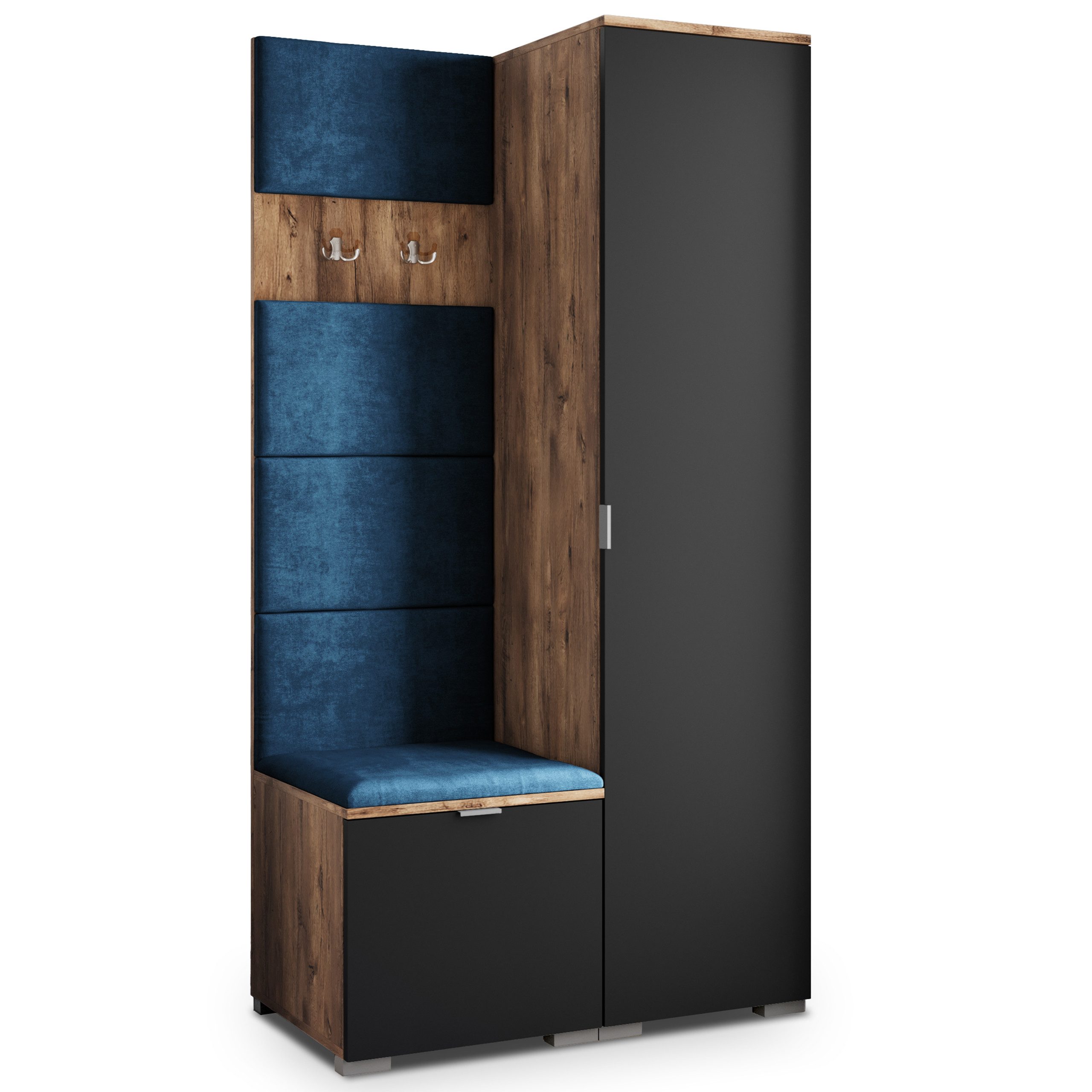 Masseno Garderobenschrank LORI 95 x 181 cm Flurmöbel Garderoben-Set mit 1 Türen Eiche Lefkas
