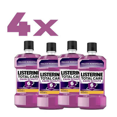 Listerine Mundspülung, Total Care 6in1 Zahnschutz umfassende Mundhygiene 4x600ml, (4er Pack, 4-tlg) Antibakterielles Mundwasser