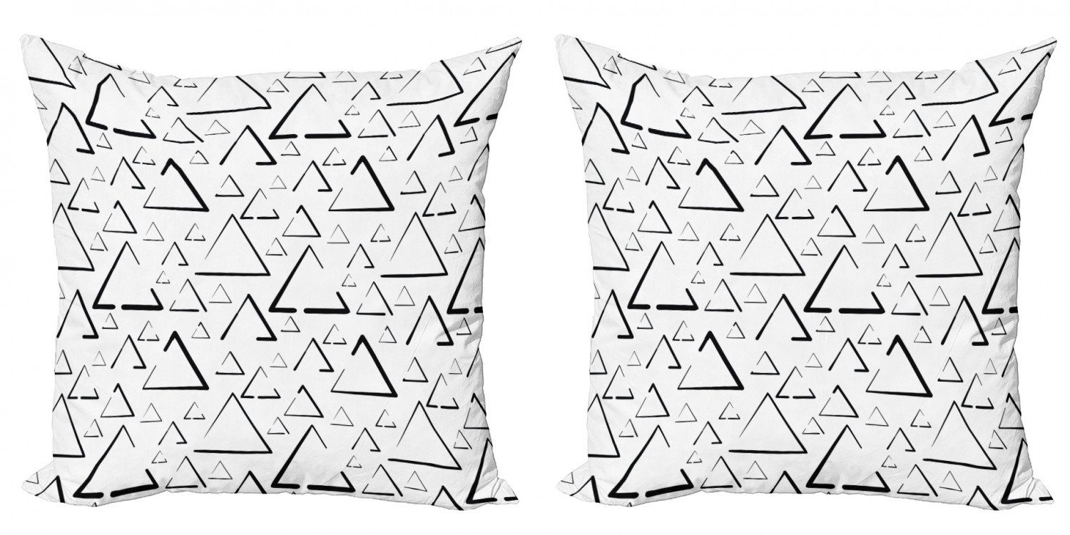 Kissenbezüge Modern Accent Doppelseitiger Digitaldruck, Abakuhaus (2 Stück), Geometrisch monochrome Triangles | Kissenbezüge