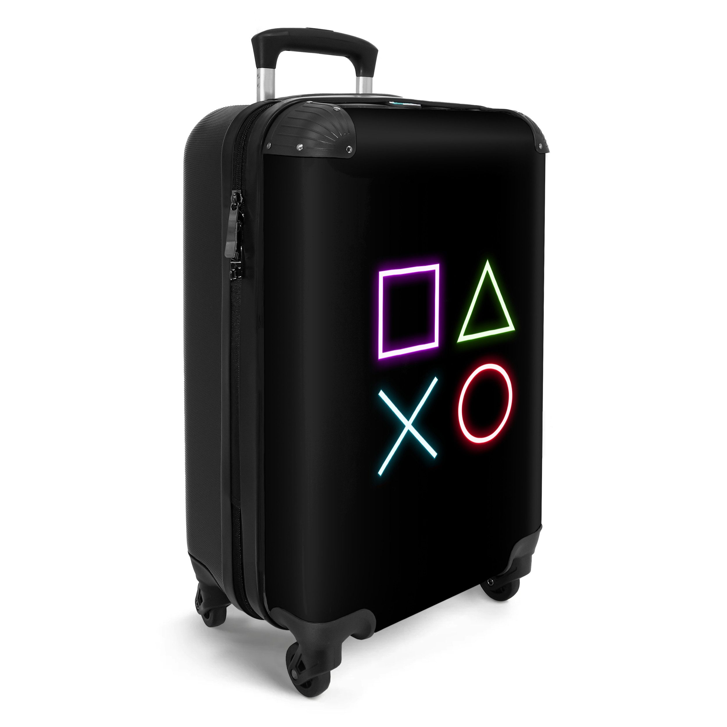 NoBoringSuitcases.com© Kinderkoffer Gaming - Neon - Jungen - Schwarz - Kind 55x35x20cm, 4 Rollen, Kinder Koffer Klein, Trolley Handgepäck, Reisekoffer