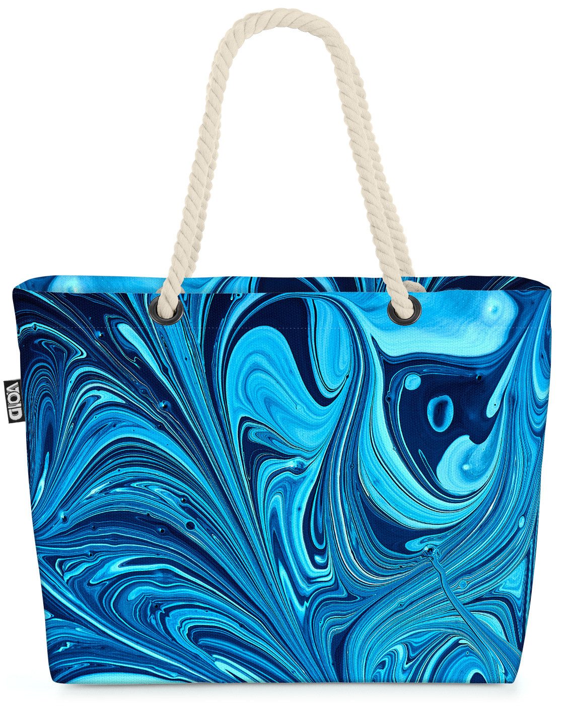 VOID Strandtasche (1-tlg), Abstraktes Wasser Meer Beach Bag Kunst Blau Design Sommer-Muster mari