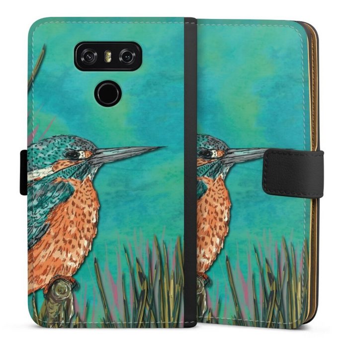 DeinDesign Handyhülle Tiere Vogel Malerei Kingfisher LG G6 Hülle Handy Flip Case Wallet Cover Handytasche Leder