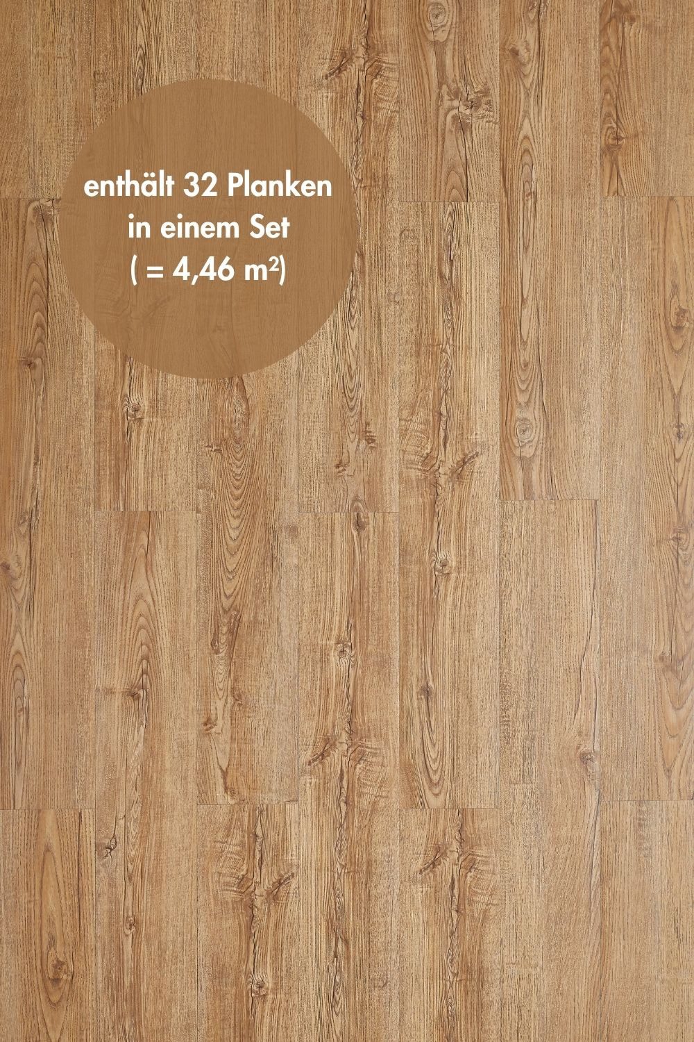 misento Vinylboden selbstklebend in Holzoptik, 32 PVC Planken je ca. 15,2 x 91,4 cm, PVC Bodenbelag 4,46 m², für Fußbodenheizung, Badezimmer, Wohnräume