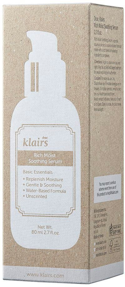 Dear Klairs Gesichtsserum RICH MOIST SOOTHING SERUM, für empfindliche Haut, spendet Feuchtigkeit, beruhigt die Haut.