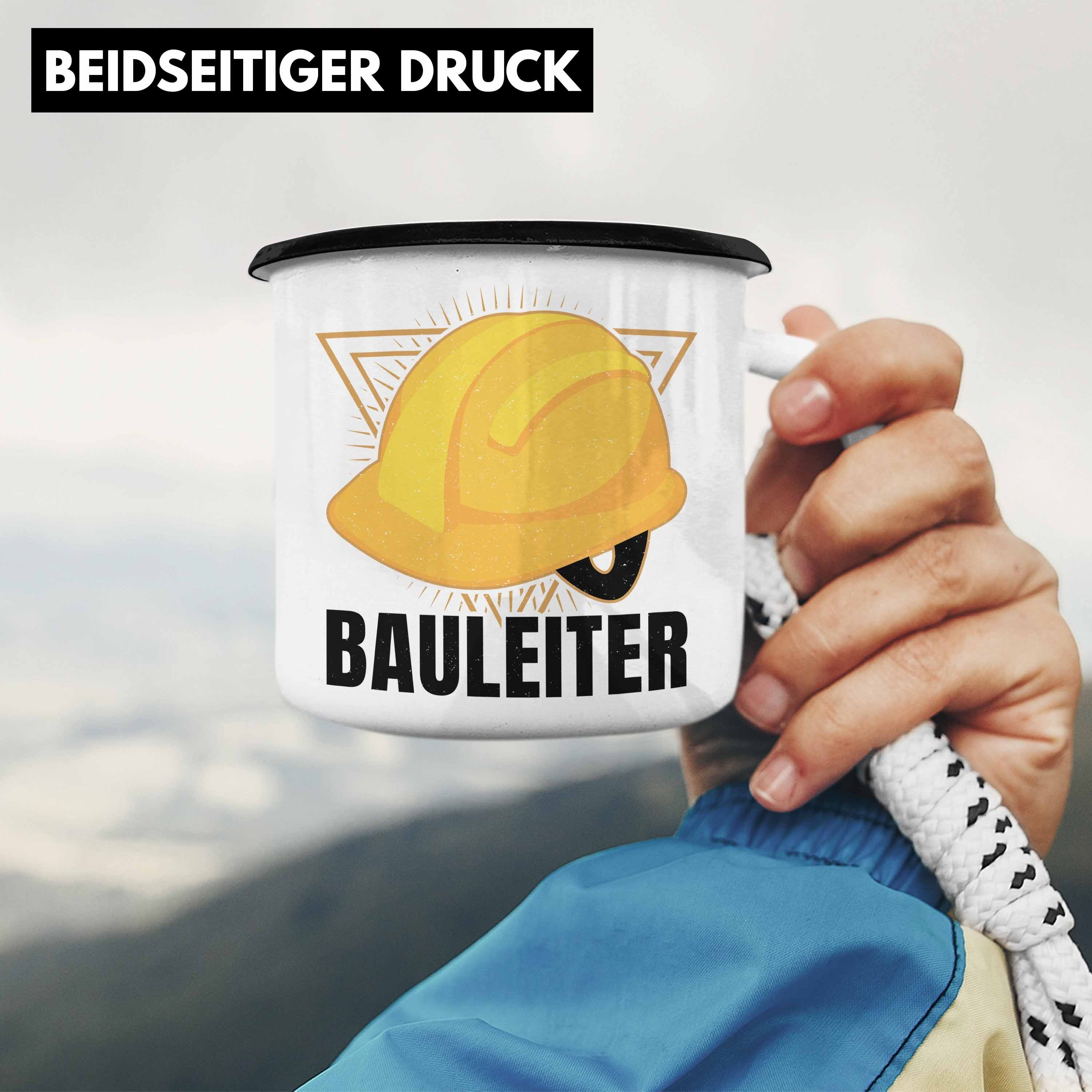 Lustige Trendation Thermotasse Tasse Schwarz Trendation Geschenk Baustelle Emaille Bauarbeiter Emaille - Tasse Bauleiter