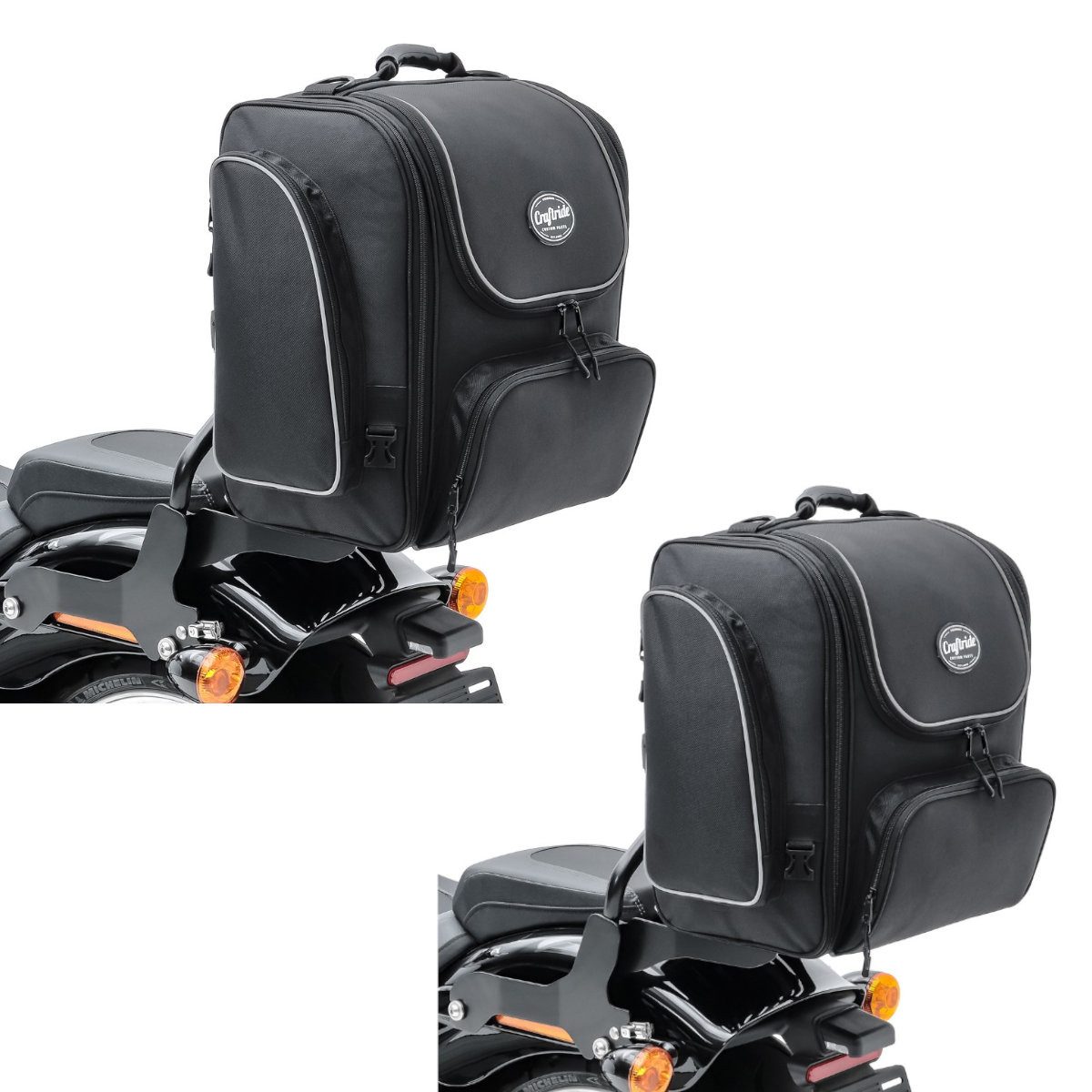 Reisetasche 2x Sissybar Tasche # TM4 Hecktasche 39-49 Liter schwarz Spar-Set