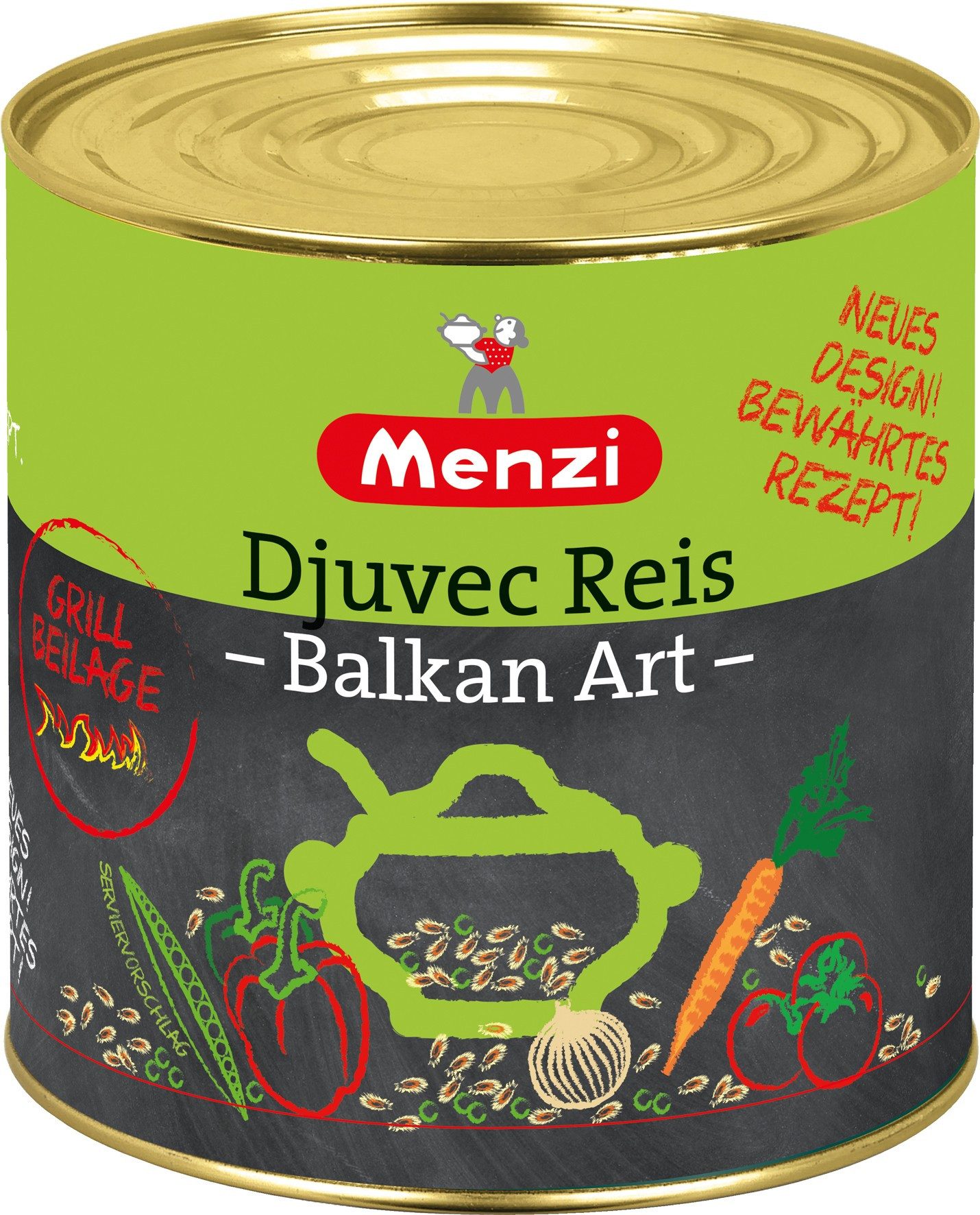 Menzi Fertiggericht, Menzi Djuvec Reis nach Balkan Art mit 21 Prozent Gemüse 2500g