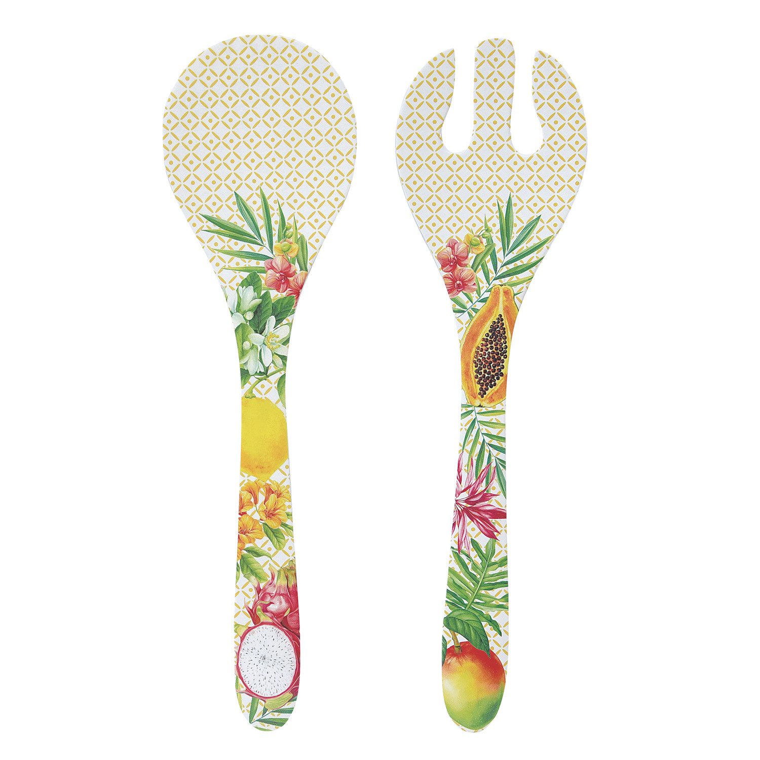 EasyLife Salatbesteck Porto Rico, Spülmaschinengeeignet, Mehrfarbig, Früchte, H: cm