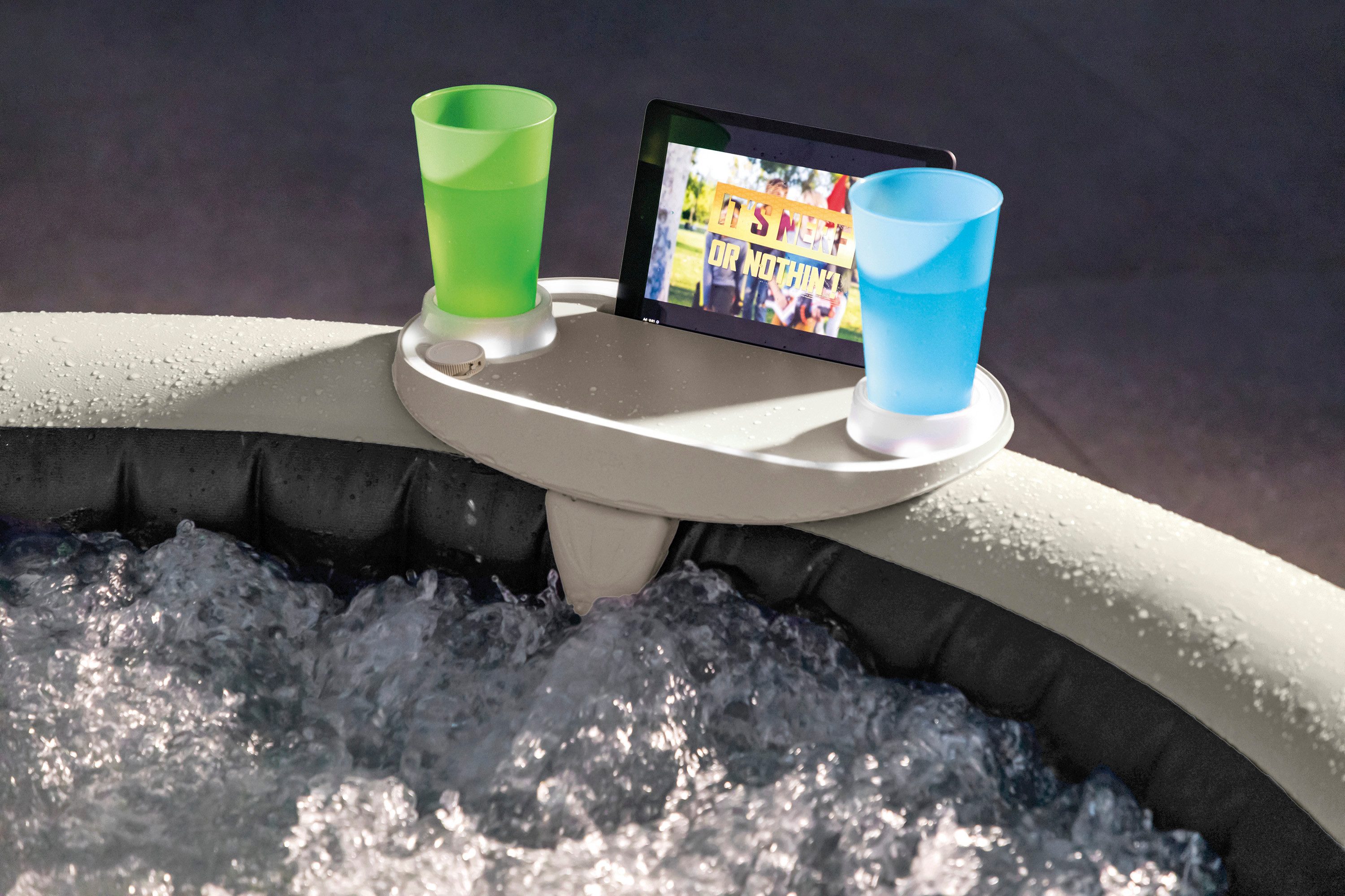 Intex Ablagetisch 3tlg. Set: Whirlpool Ablagetisch & 2 Premium Kopfstützen (Set), mit 2 PureSPA Premium Kopfstützen aus Schaumstoff