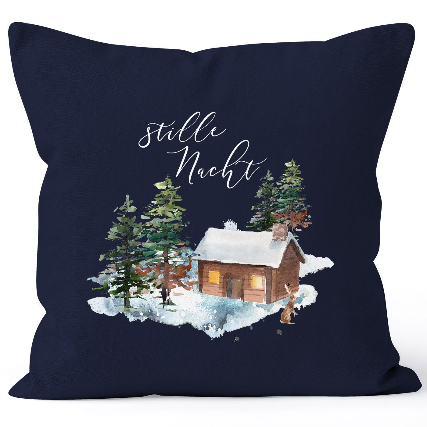 Autiga Dekokissen Weihnachts-Kissenbezug Stille Nacht Weihnachten Winter Schnee Christmas Autiga® navy