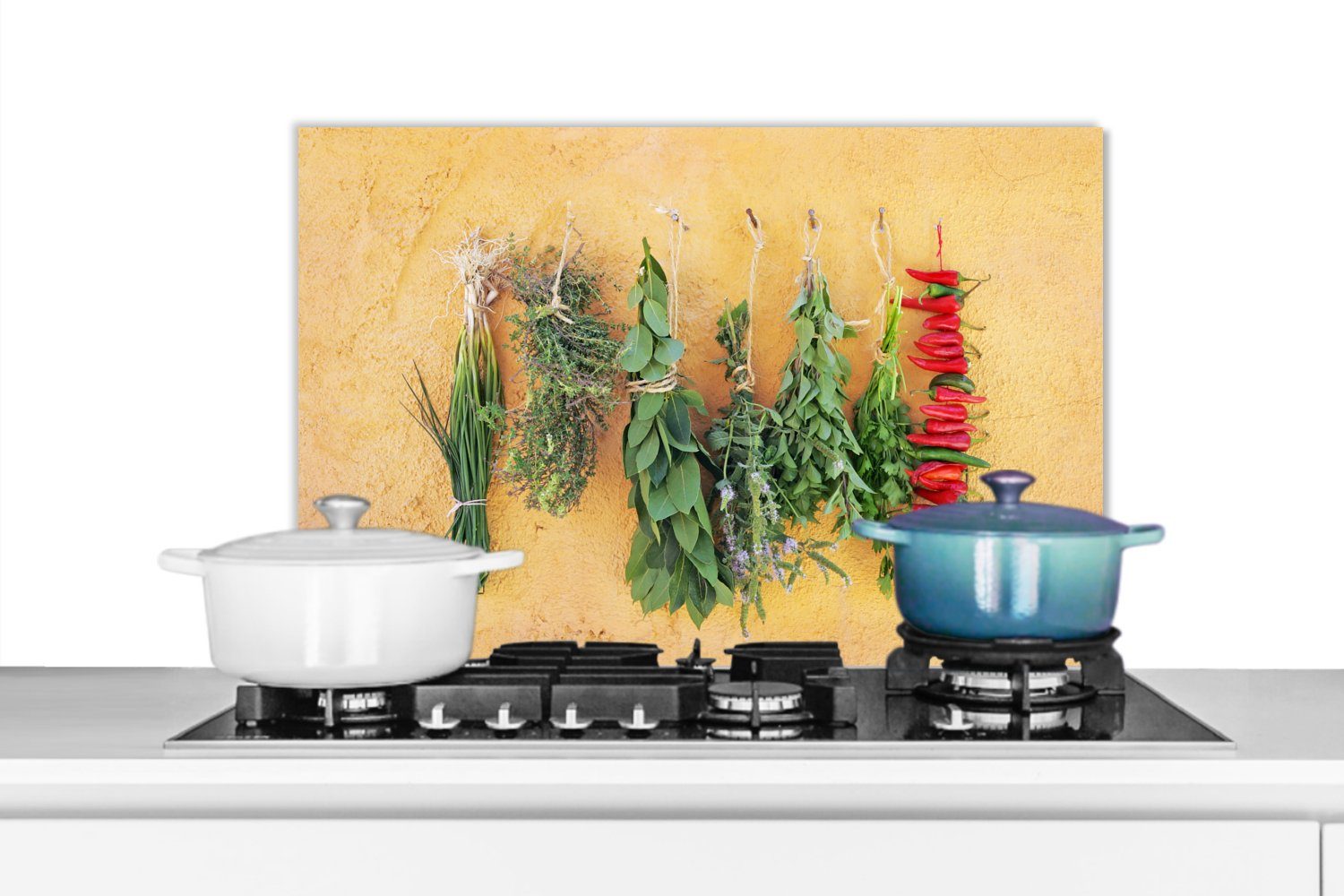 MuchoWow Küchenrückwand Mediterrane Kräuter, (1-tlg), 60x40 cm, Herdblende aus Wandschutz, Temperaturbeständig küchen