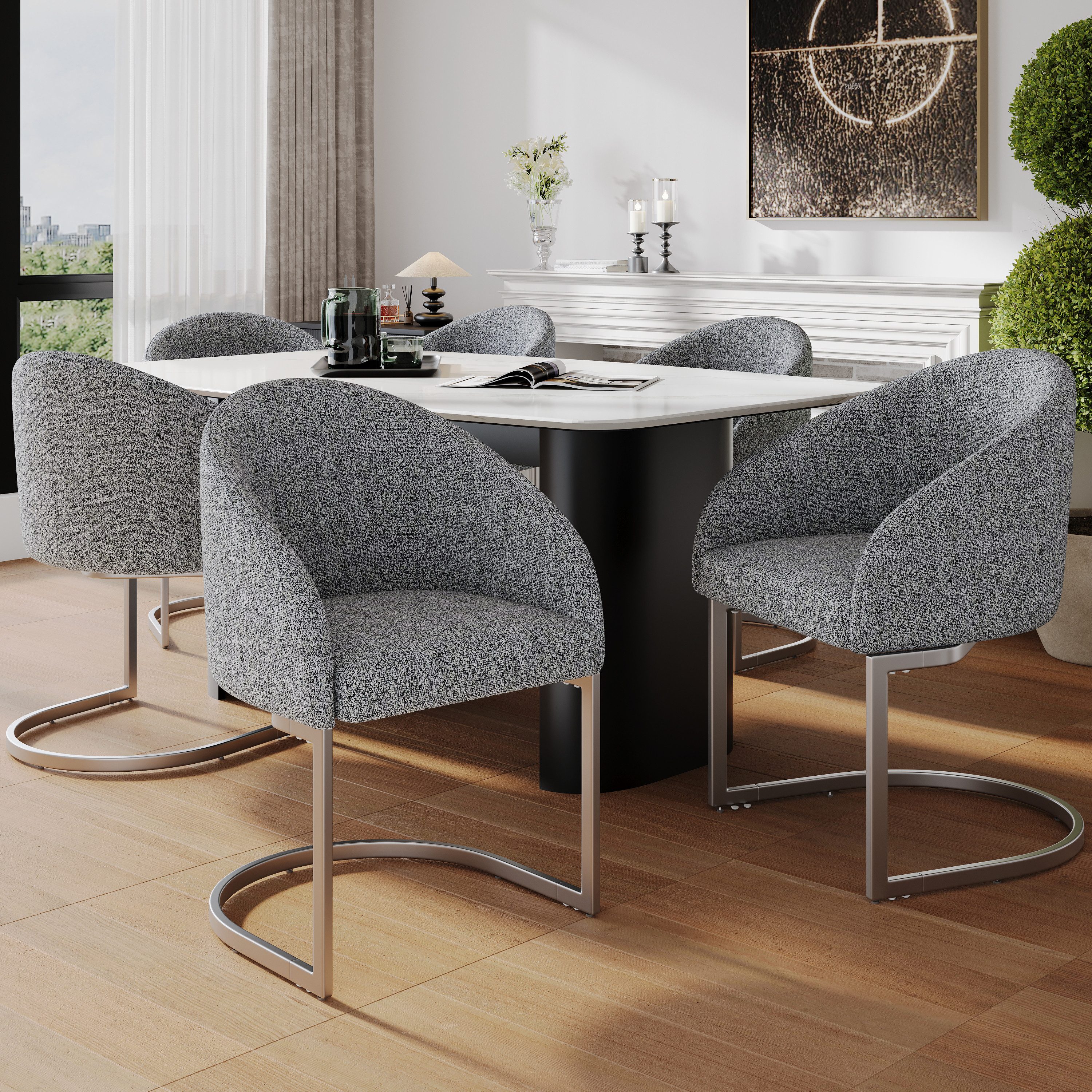 HAUSS SPOLE Esszimmerstuhl 6er Ergonomischer Freischwinger günstig online kaufen