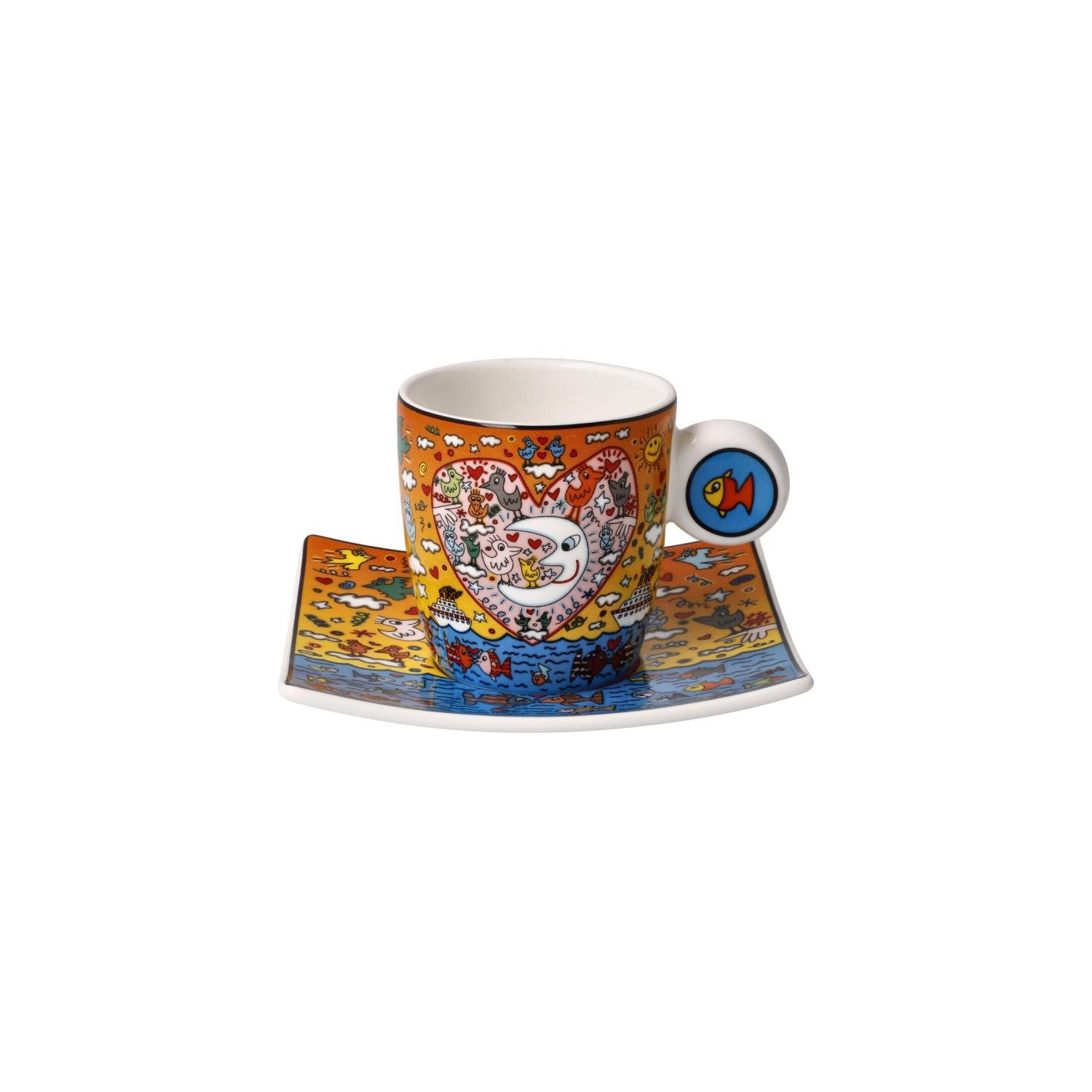 Goebel Espressotasse James Rizzi, Porzellan, Spülmaschinengeeignet, Mehrfarbig, Rizzi Kunst, H: 6.5cm