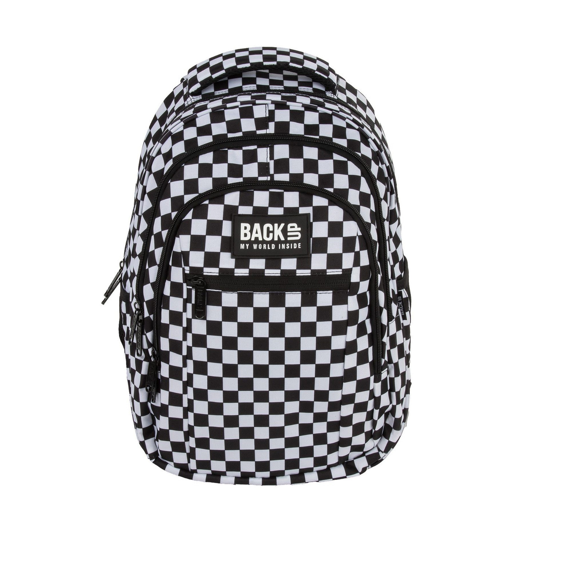 GOLDKIDS Schulranzen für Jungen und Mädchen, 3er-Set - (Schul-Rucksack für, Kinder mit Schlampermäppchen), Regenschutz - Schachbrettmuster
