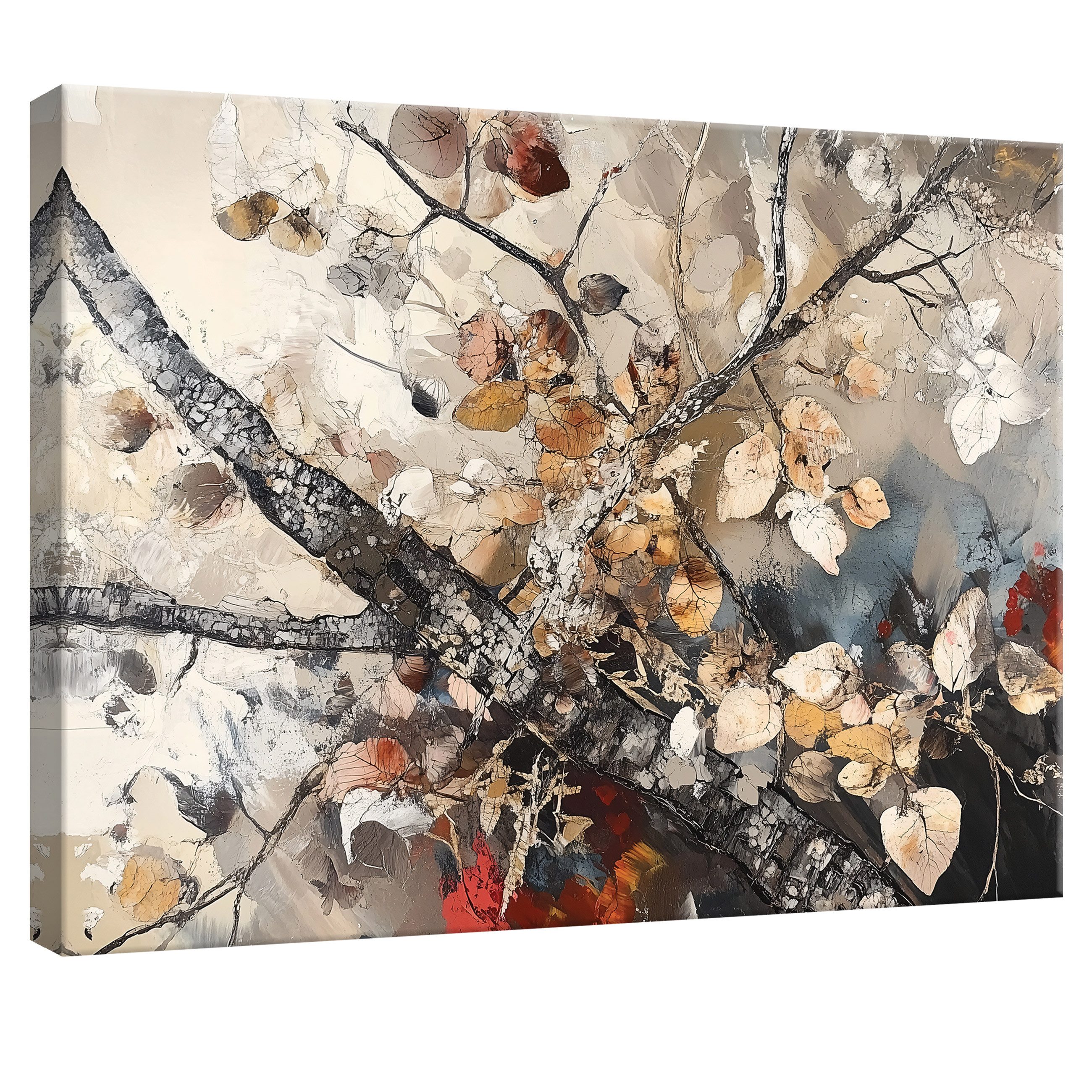 Leinwandbild Abstrakt Zweige Baum Beige Wandbilder Wand Deko Bilder Modern