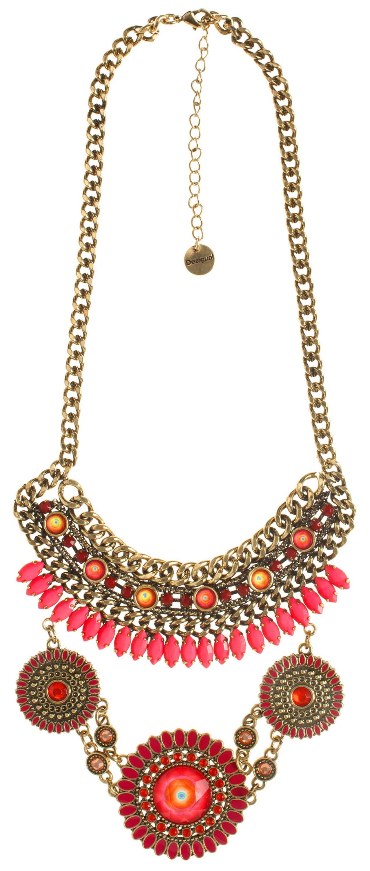 Desigual Collier Teresina, Collier lang Boho-Touch antik vergoldet