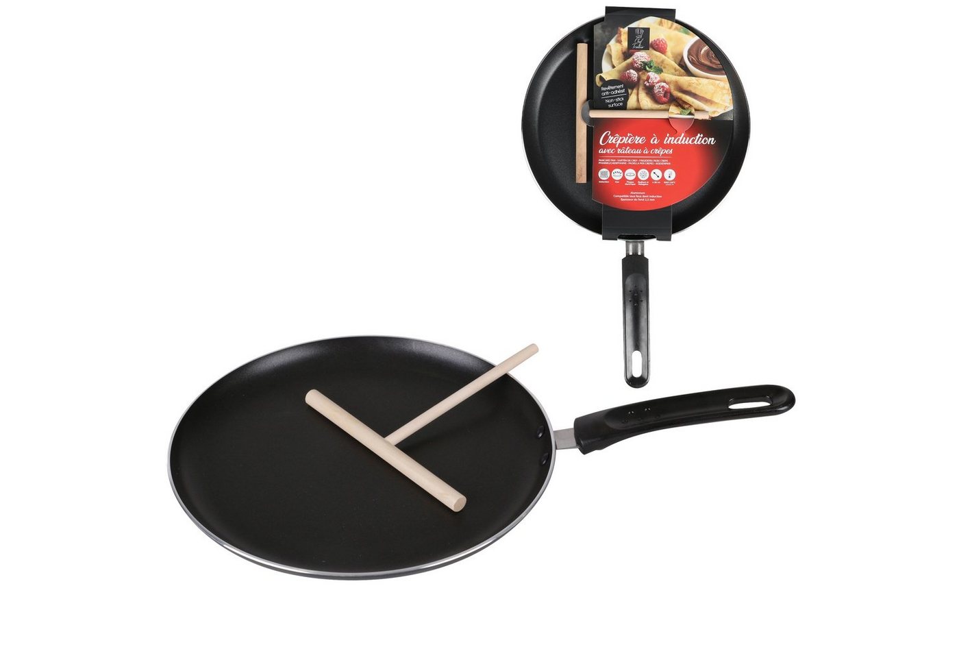 Urban Living Crêpepfanne Chef Traiteur Ø 26 cm Crêpes Bratpfanne Crepespfanne Crepepfanne, Aluminium, inklusive Teigverteiler antihaftbeschichtet