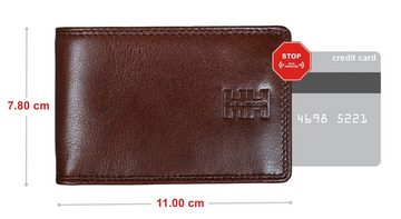 Elbleder Mini Geldbörse Polo 106 Mini Geldbörse aus Echtleder, mit 4 Kartenfächern und RFID Schutz Braun