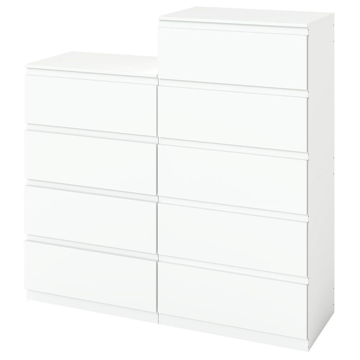 Hochkommode Kommode Schlafzimmer Schubladenkommode Weiß 4 & 5 Schubladen(2er-Set)