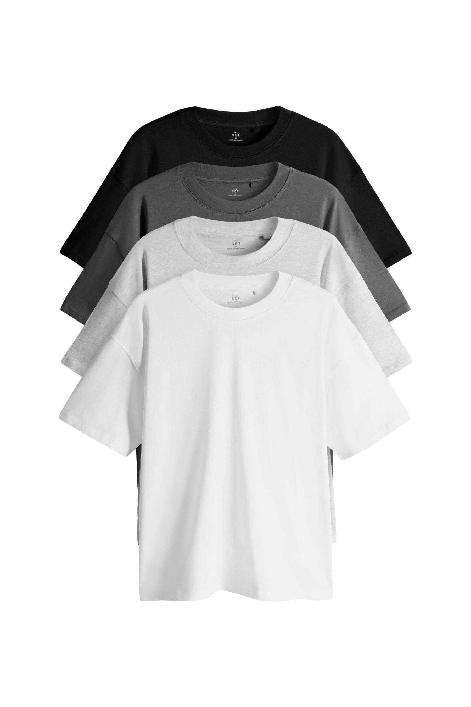 T-Shirt The Set Oversize-T-Shirts aus Baumwolle, 4er-Pack