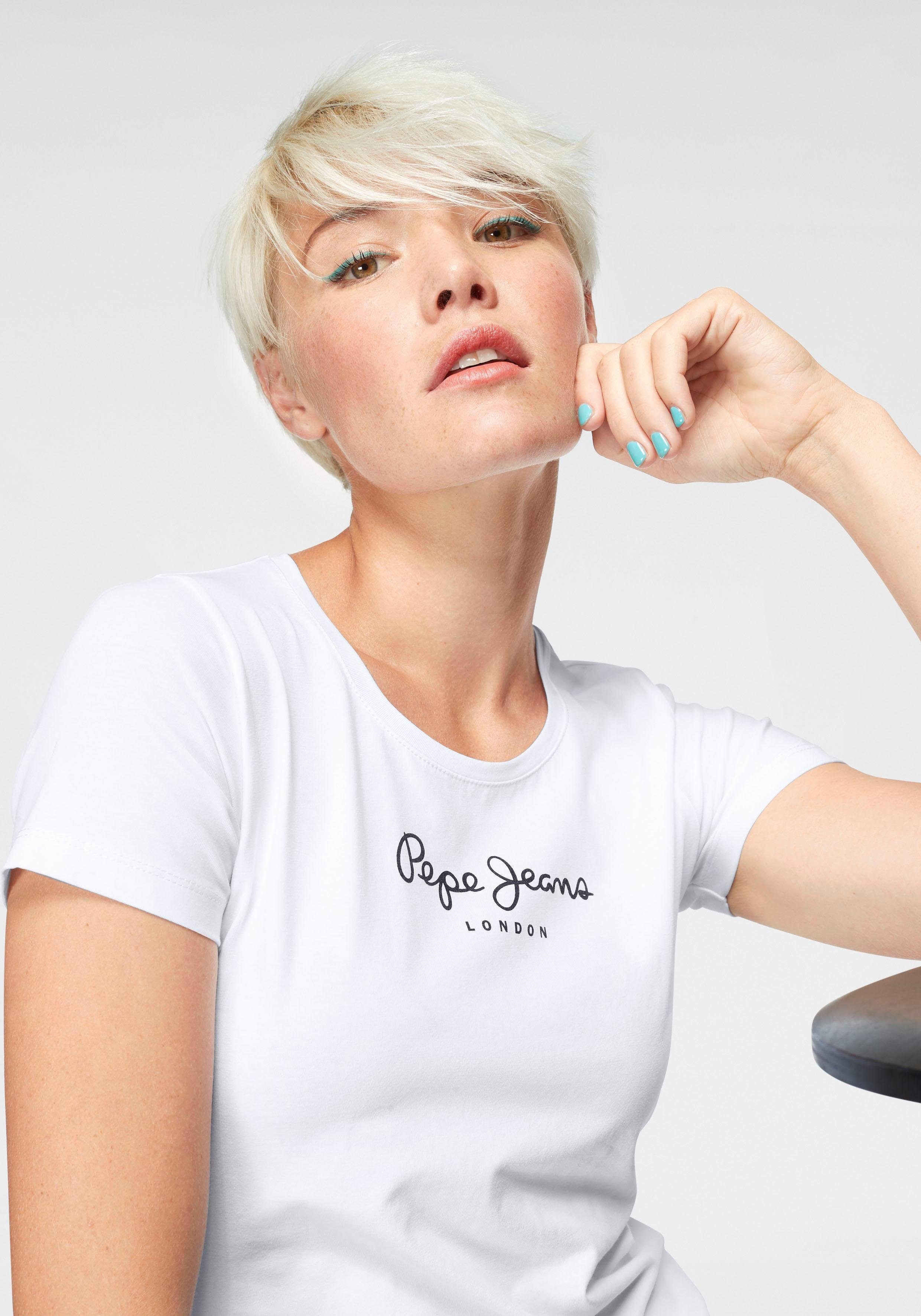 Logo-Print Jeans white Pepe 100 T-Shirt VIRGINIA NEW mit