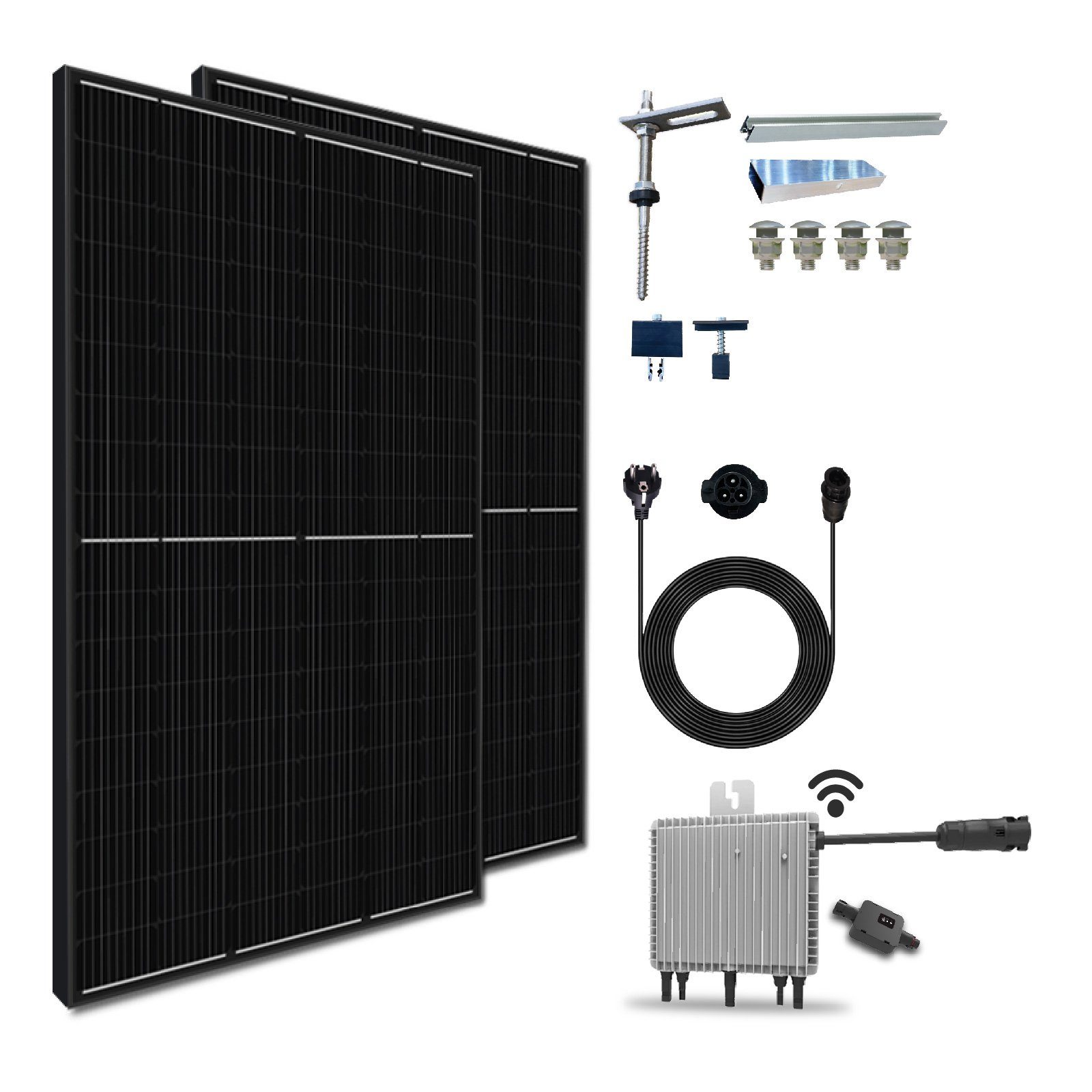 Komplettset Balkonkraftwerk (Neu 800W 800W Wechselrichter Solaranlage EPP.Solar mit Montage mit Generation Relais) WIFI Deye Stockschrauben,