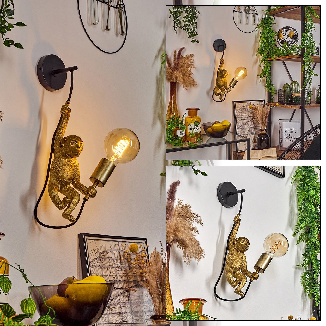 hofstein Wandleuchte »Villafranca« Wandlampe aus Metall/Kunststoff in Schwa günstig online kaufen