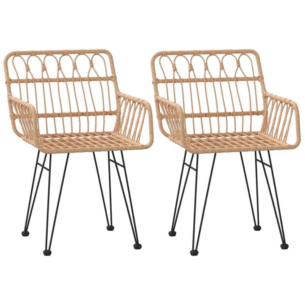 Gartenstuhl Gartenstühle 2 Stk. mit Armlehnen 56x64x80 cm PE-Rattan