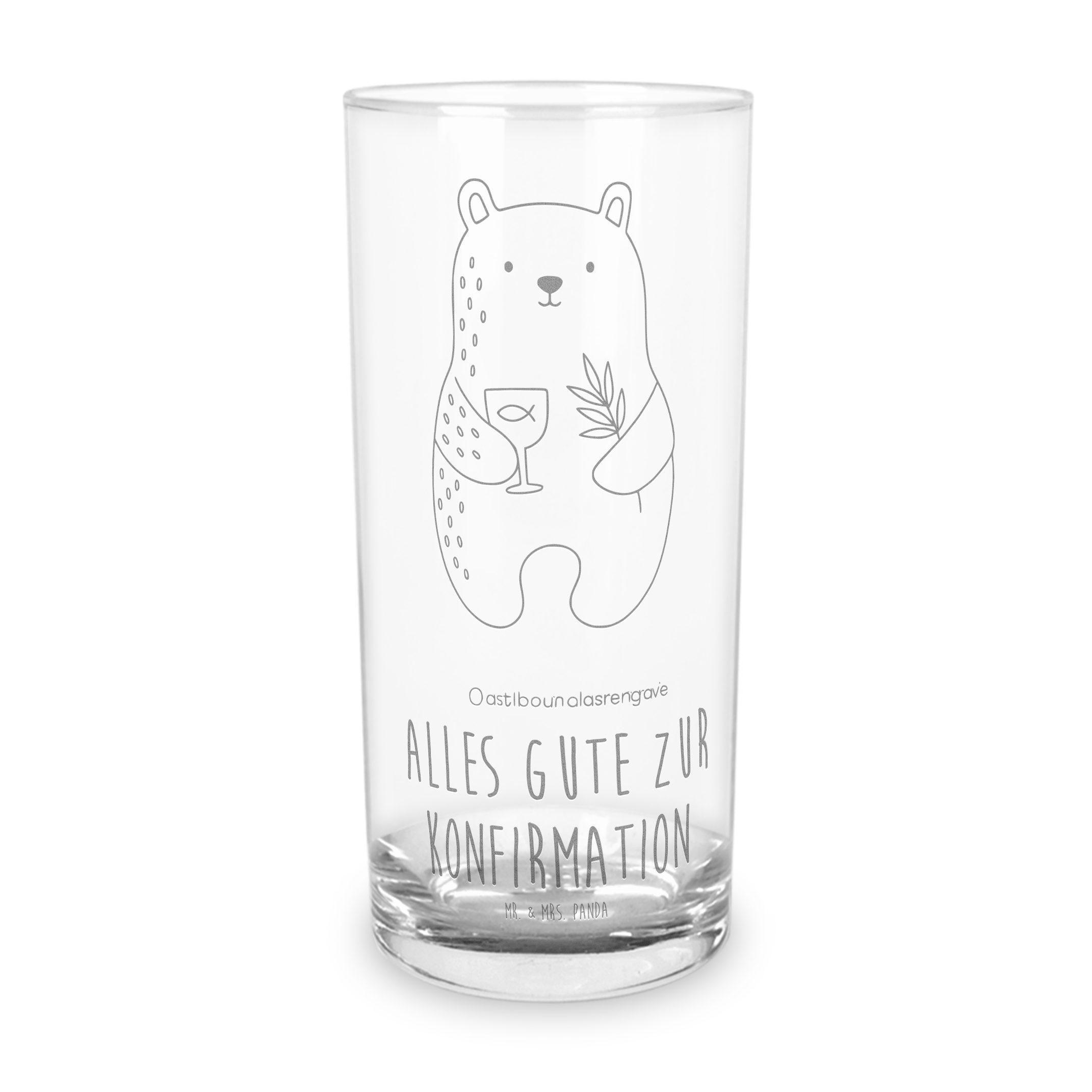 Mr. & Mrs. Panda Glas Bär Konfirmation, Wasserglas, Transparent, Trinkglas, Wasserglas, Gla, Premium Glas
