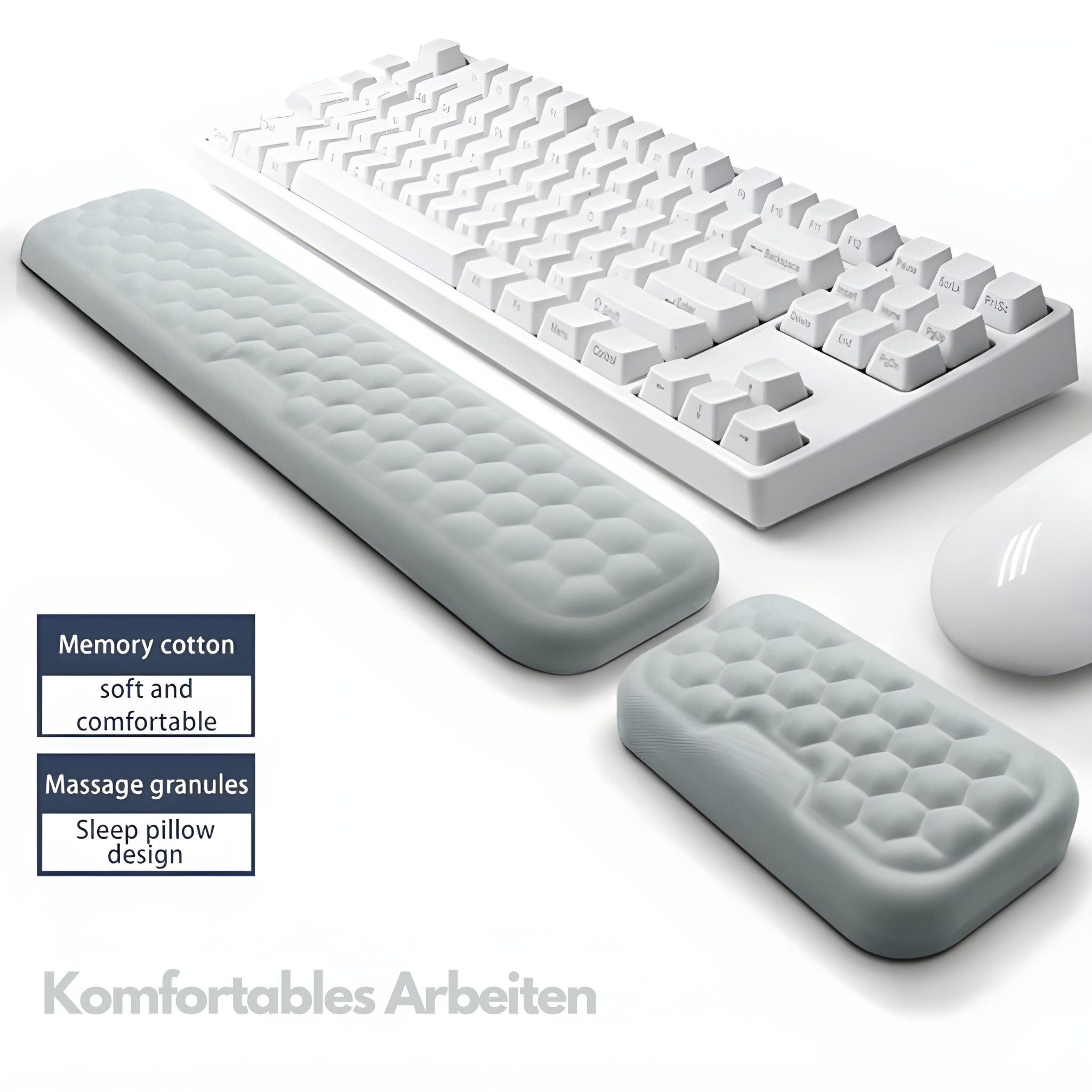 HS.SUPPLY Tastatur-Handballenauflage Ergonomische Handauflage, Handauflage für Tastatur & Maus (Komplettset, 1-St), Memory-Effekt, Passt sich Ihrer Hand an & formt sich wieder zurück