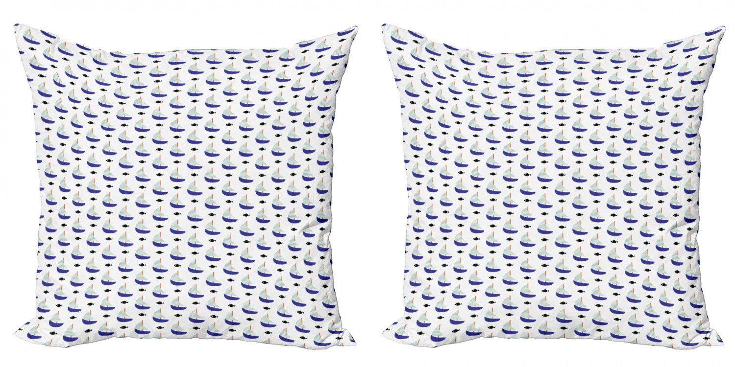 Kissenbezüge Modern Accent Doppelseitiger Digitaldruck, Abakuhaus (2 Stück), Segelboot Minimalist Boot-Entwurf | Kissenbezüge