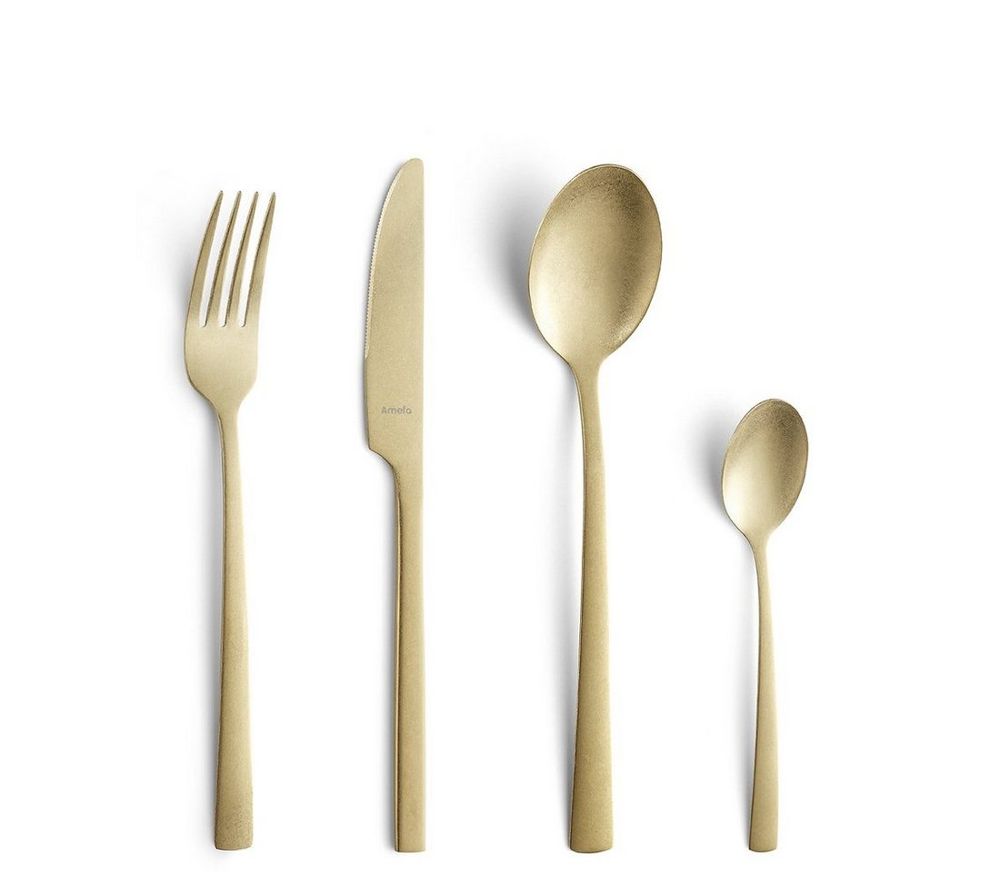 Amefa Besteck-Set MANILLE (16-tlg), 4 Personen, Edelstahl Rostfrei 18/0, Handreinigung empfohlen, champagnerfarbender PVD Veredelung, vintage