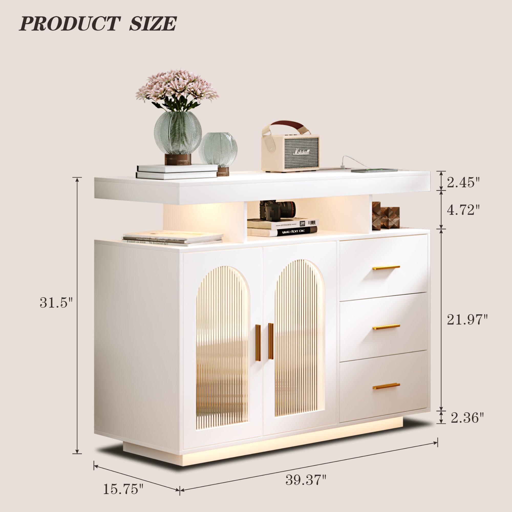 FREDEES Sideboard mit LED-Beleuchtung inkl. Küchenschrank, günstig online kaufen