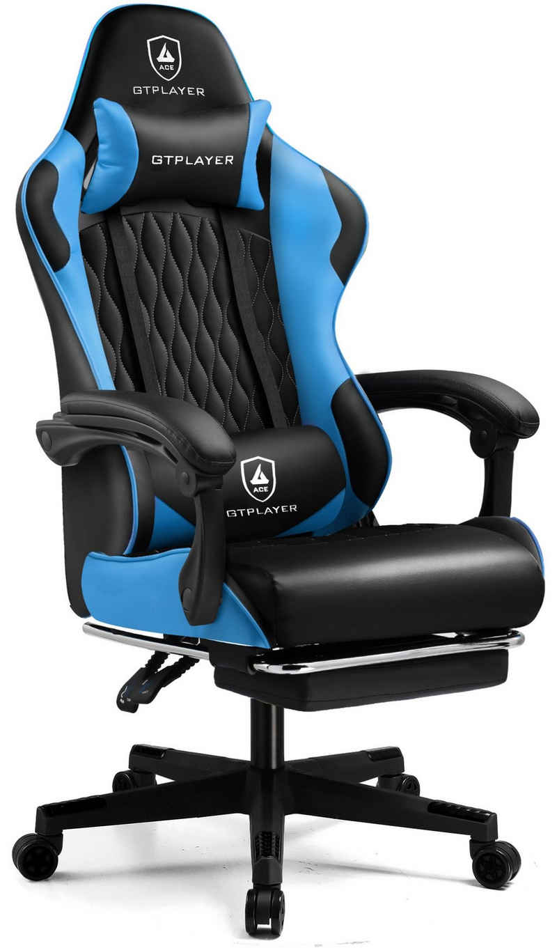 GTPLAYER Gaming-Stuhl Gamer Stuhl, Ergonomischer Bürostuhl mit Fußstütze, Gaming Крісла 150 kg Belastbarkeit, Kopfstütze und Lendenstütze