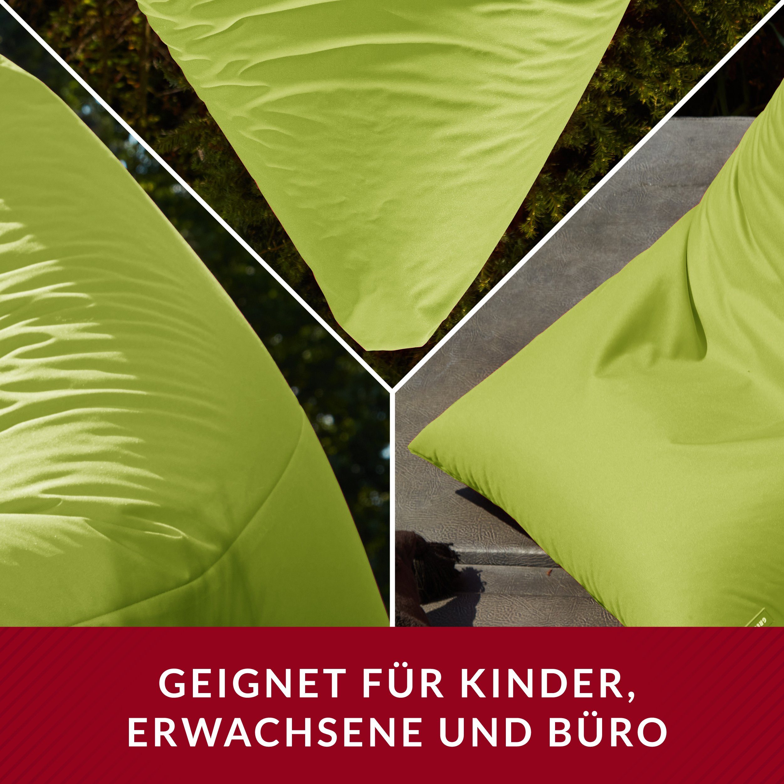 Sitzsack 120x100x80cm, Indoor Sitzkissen Bag Outdoor Grün Bodenkissen Bean Liegekissen Green Sitzsack & Bean