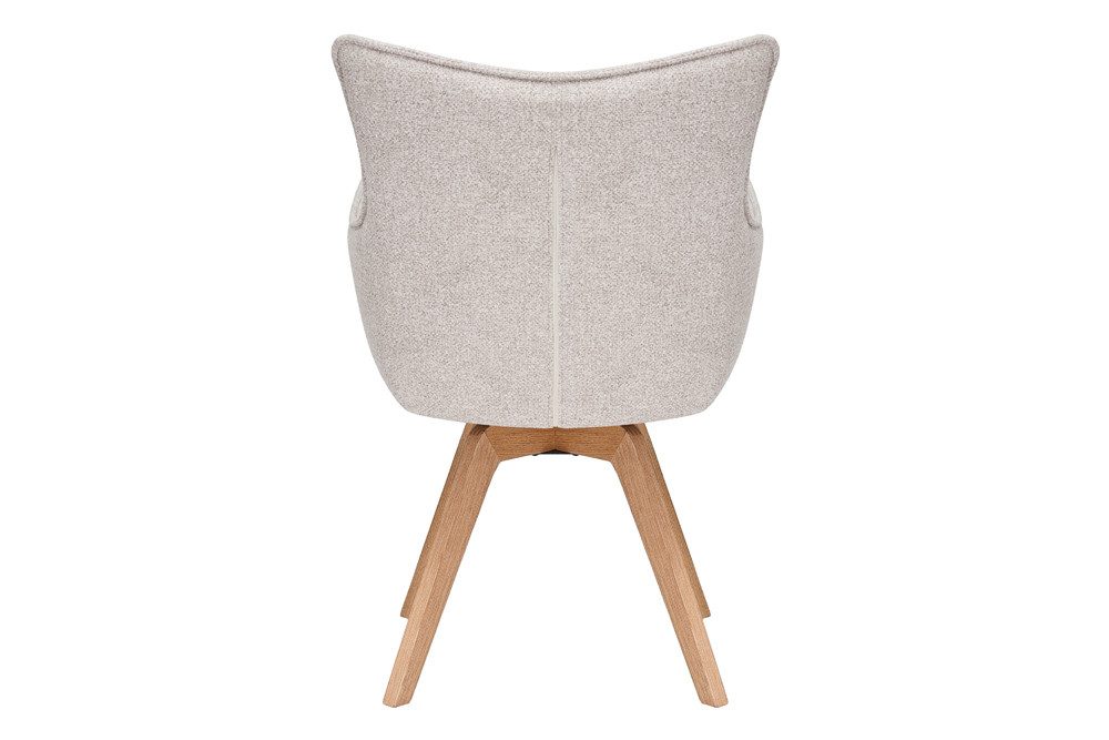 riess-ambiente Drehstuhl VOGUE beige/natur- Strukturstoff, Eichenholz, 360° drehbar, Armlehnen (Einzelartikel, 1 St), moderner Polsterstuhl - ideal für Ess-, Ar – Bild 4 von 5