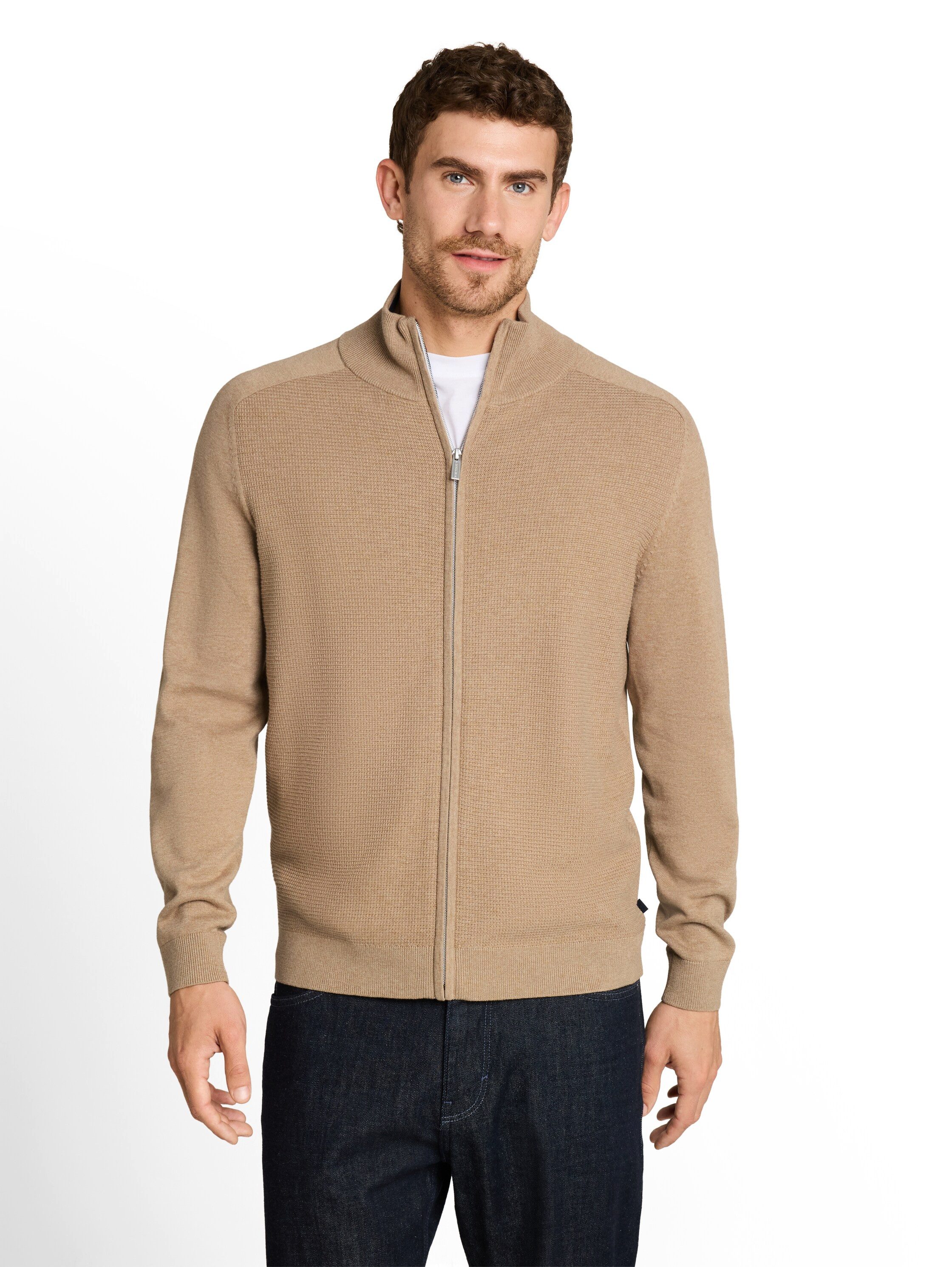 TOM TAILOR Strickjacke mit Logo Stickerei