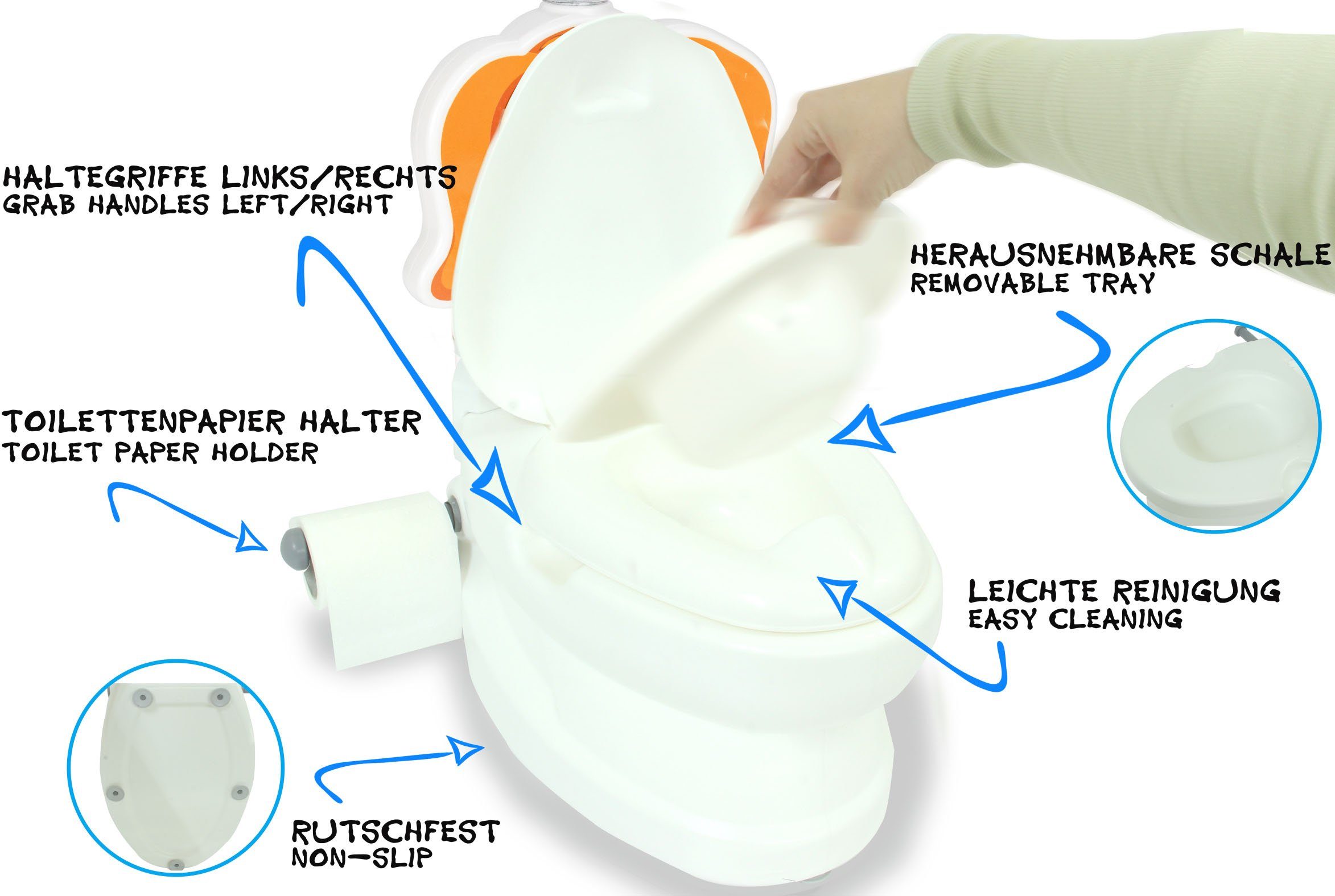 Jamara Toilet Trainer My Little Toilet, Dog, with Flushing Sound and Toilet Paper Holder