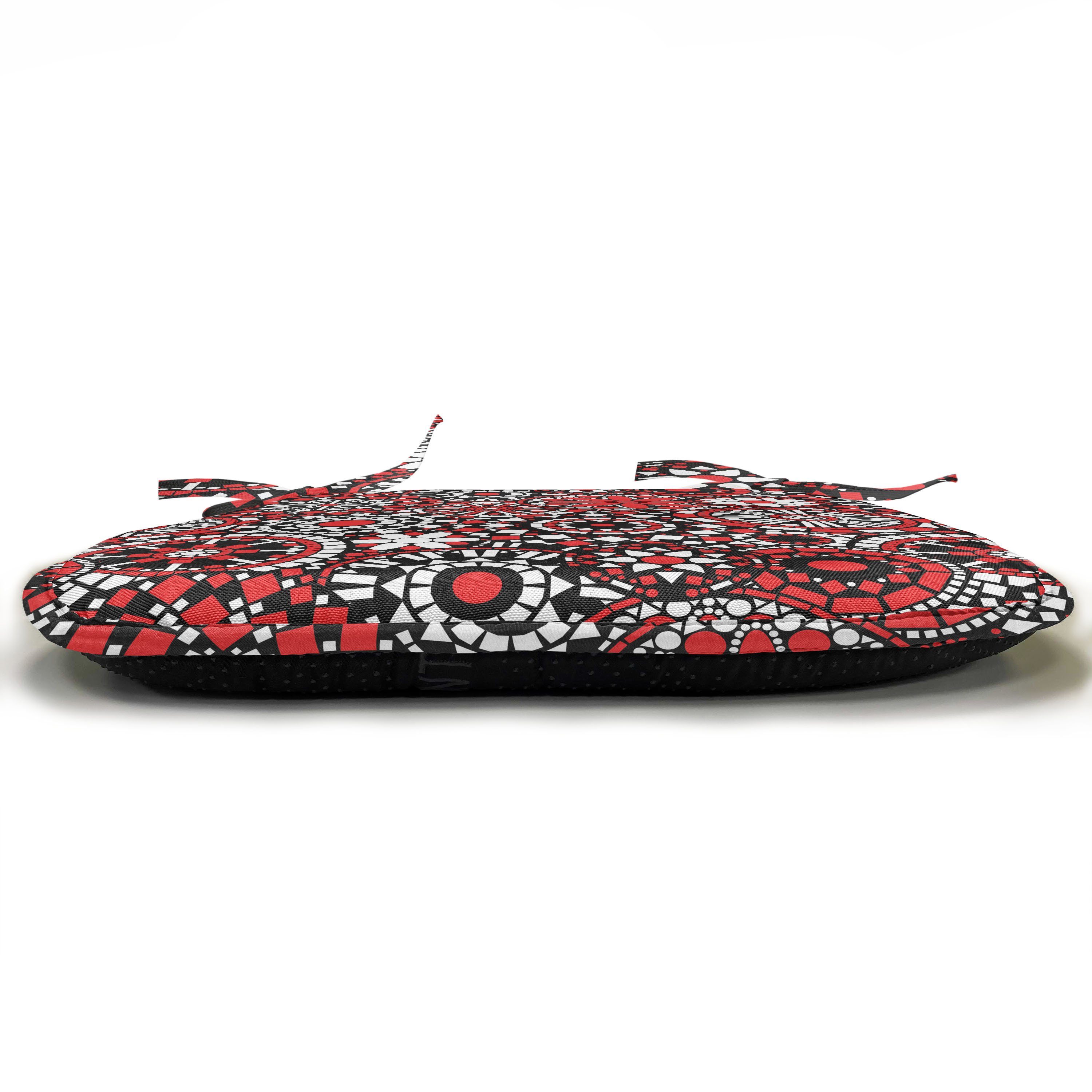 Abakuhaus Red Kissen mit Blumen-Mosaik wasserfestes Küchensitze, Stuhlkissen Riemen Mandala Dekoratives für