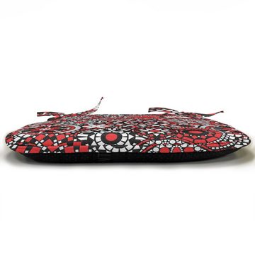 Abakuhaus Stuhlkissen Dekoratives wasserfestes Kissen mit Riemen für Küchensitze, Red Mandala Blumen-Mosaik