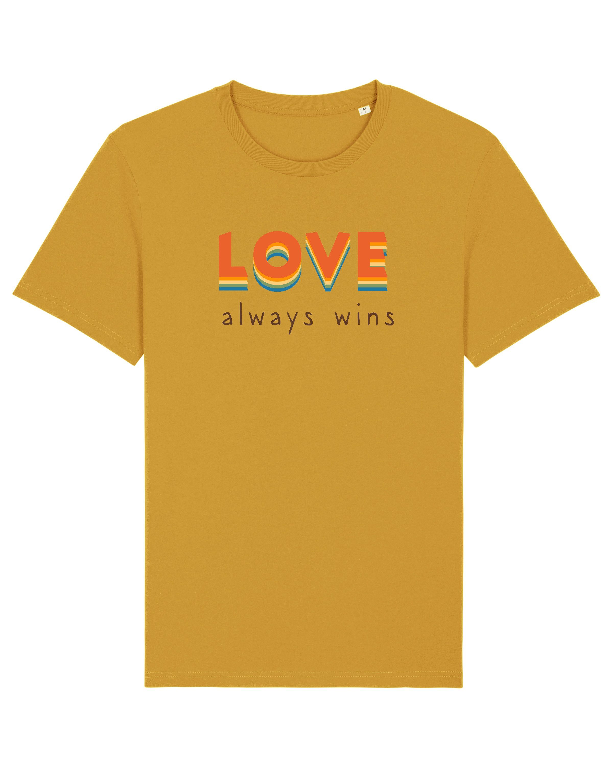 wat? Apparel Print-Shirt Love always wins (1-tlg) ocker