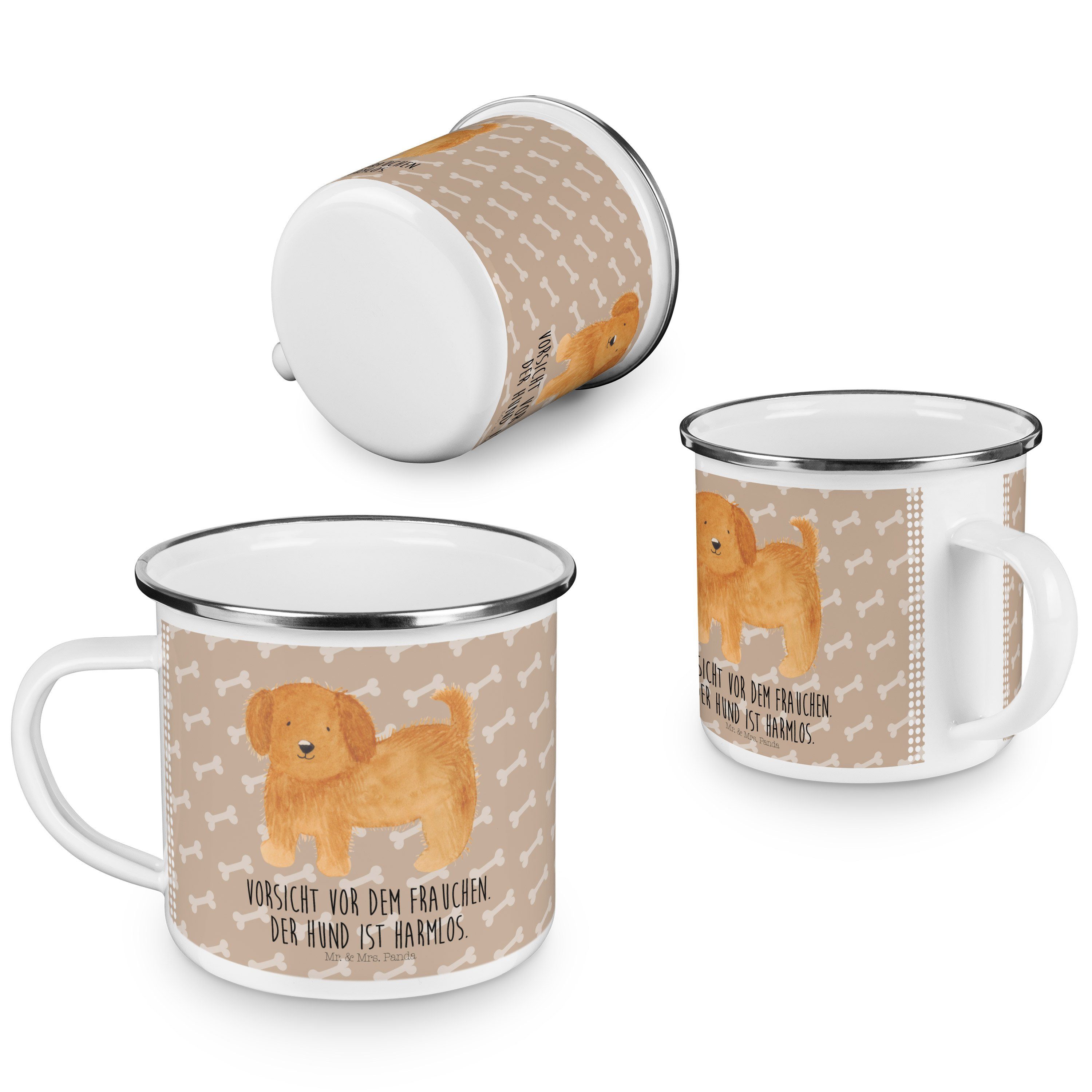 Mr. & Mrs. Panda Becher - Emaille Geschenk, Metall, Tierlie, - Hundeglück Tasse Camping Hund flauschig