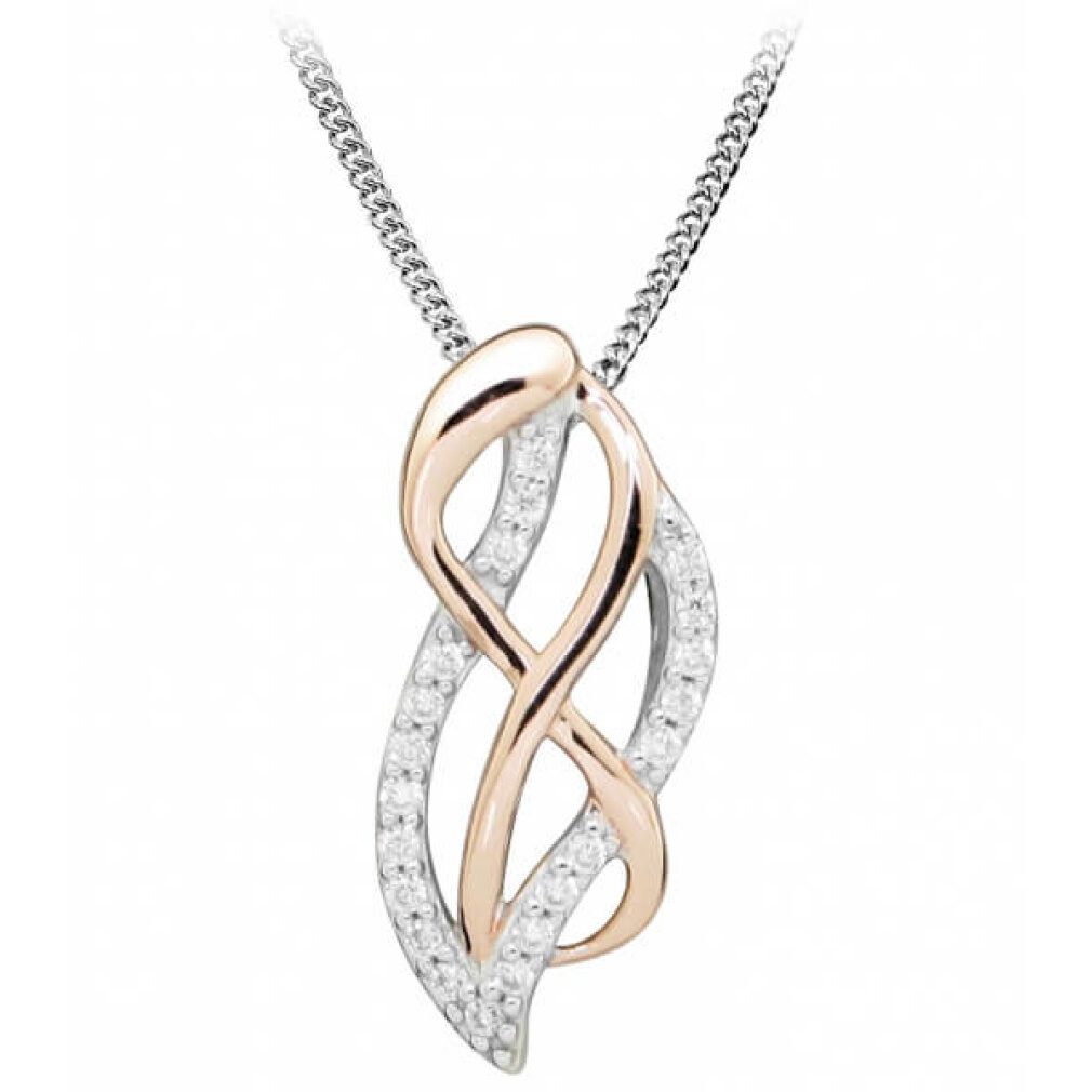Kette mit Einhänger Elegant bicolor necklace with zircons SC433