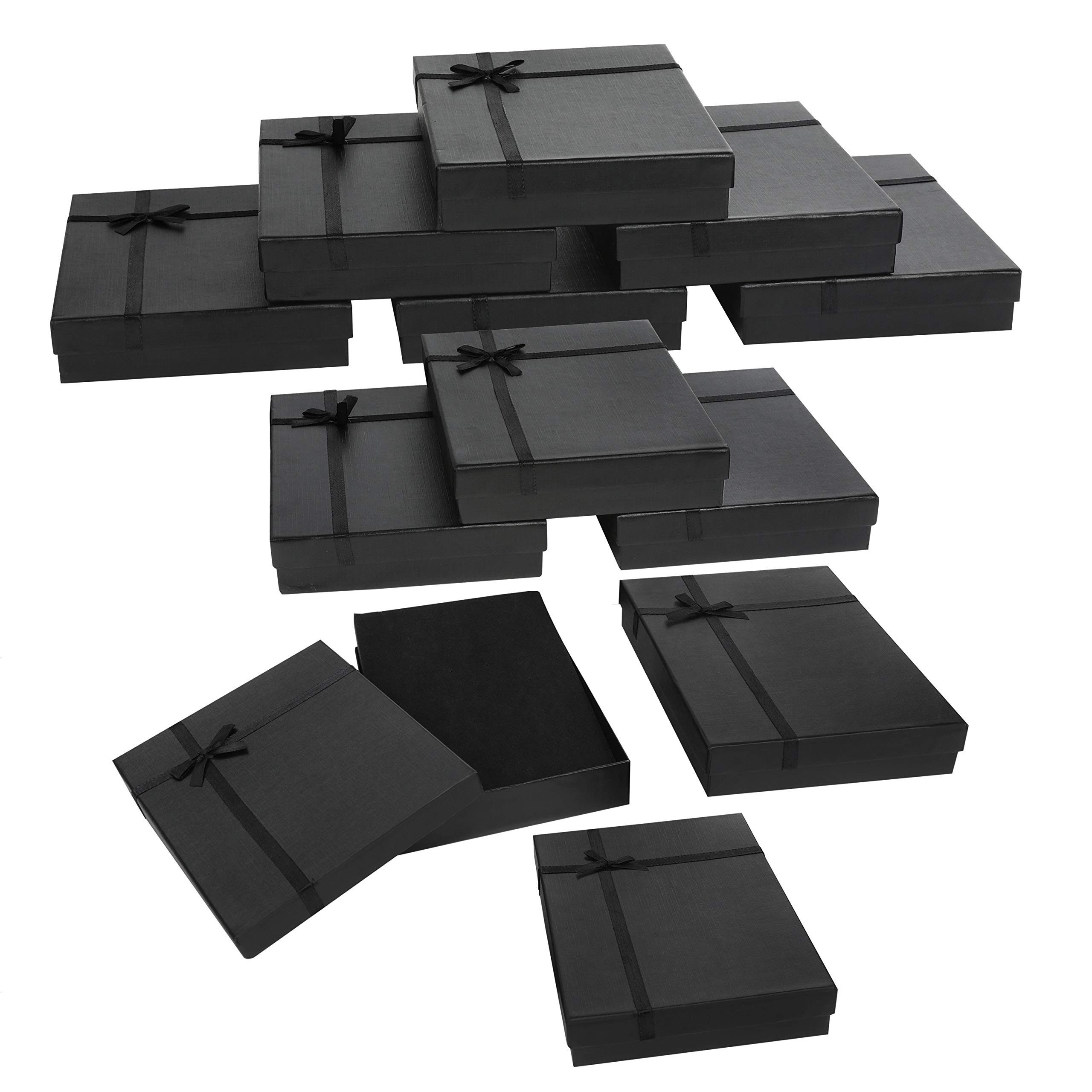 Kurtzy Geschenkbox Schwarze Schmuckbox (12 Stück) - 16x12x3cm (12 St)